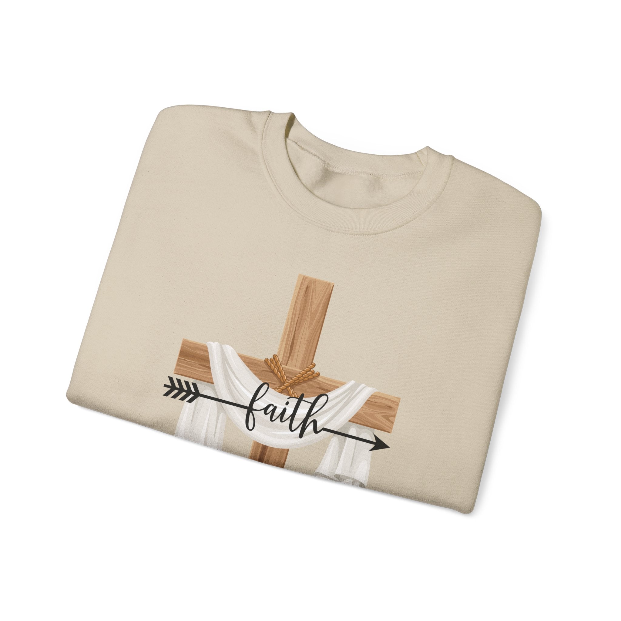 Faith Cross Crewneck Sweatshirt — Easter Lily Christian Pullover