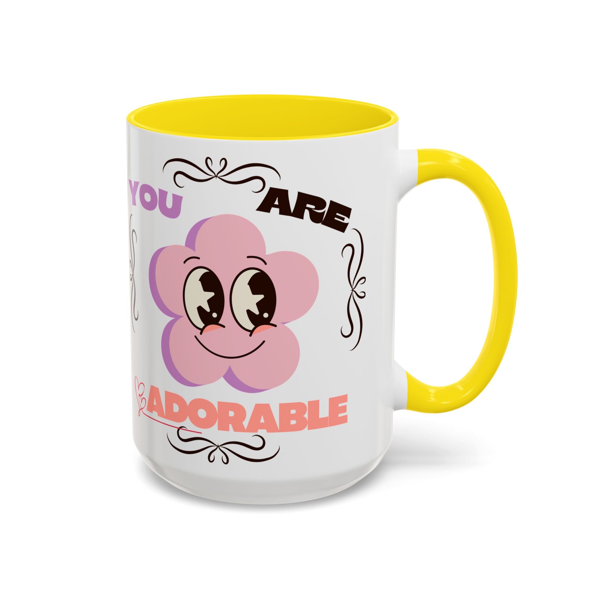 You Are Adorable Coffee Mug — Cute Pink Flower Accent Mug (11/15oz)