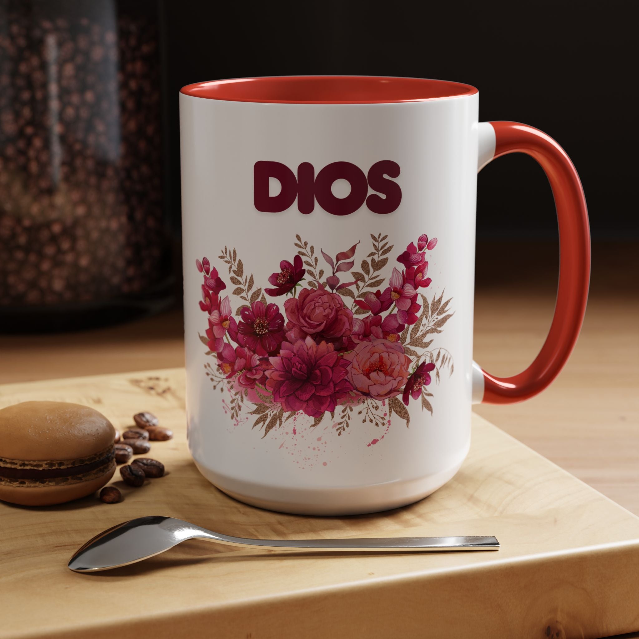 Dios Floral Accent Coffee Mug — 11/15oz Inspirational Christian Tea Cup