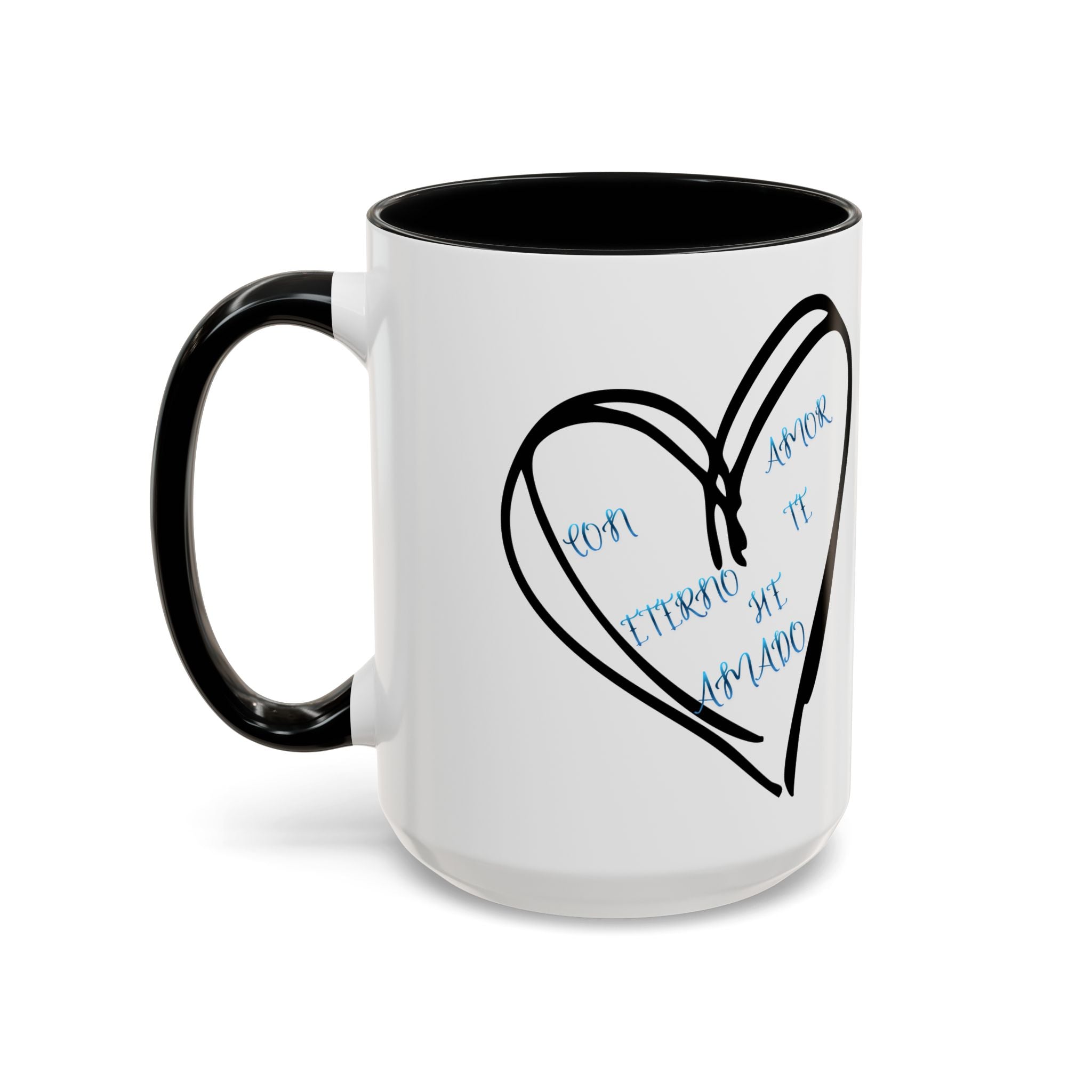 Coffee Mug - Hand-Drawn Heart with Spanish 'Por Amor Te He Amado' Accent