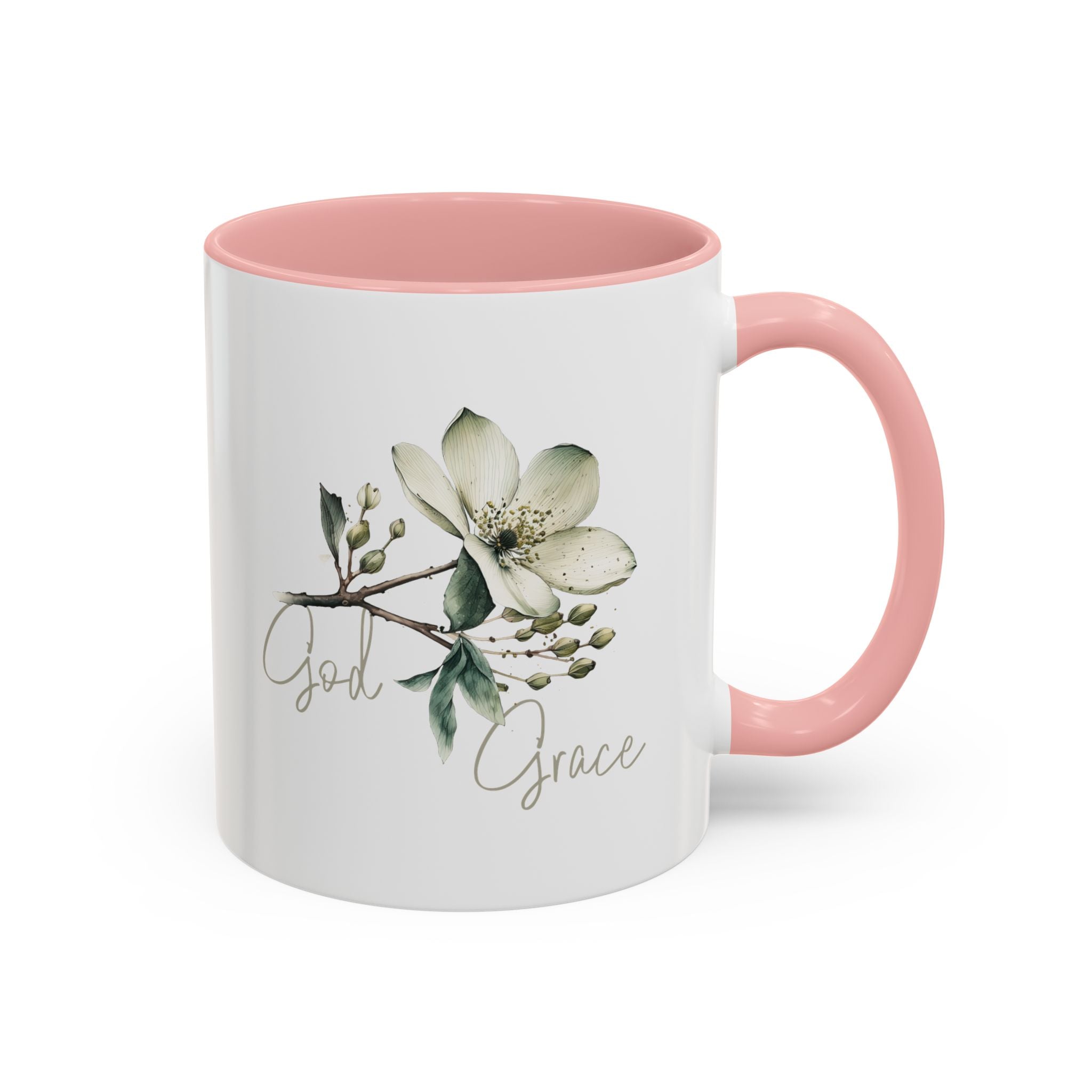 Floral Accent Coffee Mug | God Grace Gift, Nature-Inspired Tea Cup, Inspirational Drinkware for Home, Office, Mother's Day