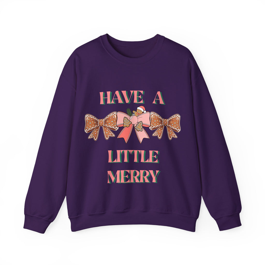 Have a Little Merry Crewneck Sweatshirt — Pink Holiday Bow Christmas Sweater