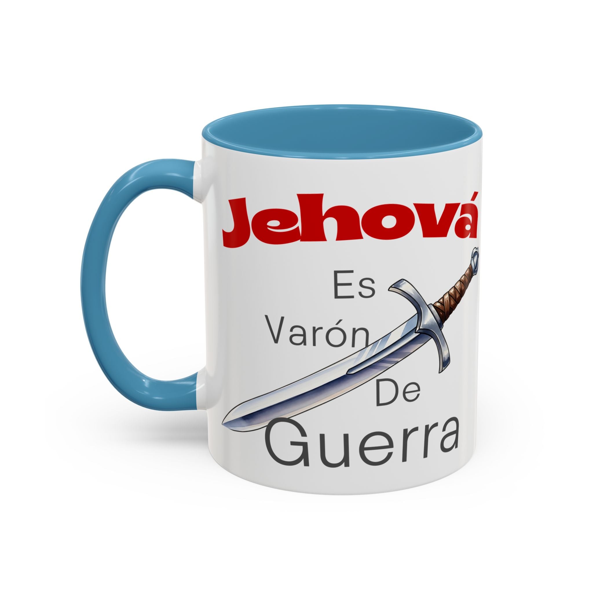 Jehovah Es Varón de Guerra Coffee Mug — Spanish Faith Sword Accent Mug (11/15oz)