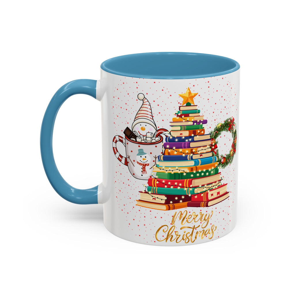 Christmas Book Tree Coffee Mug — Merry Christmas Accent Mug (11/15oz)