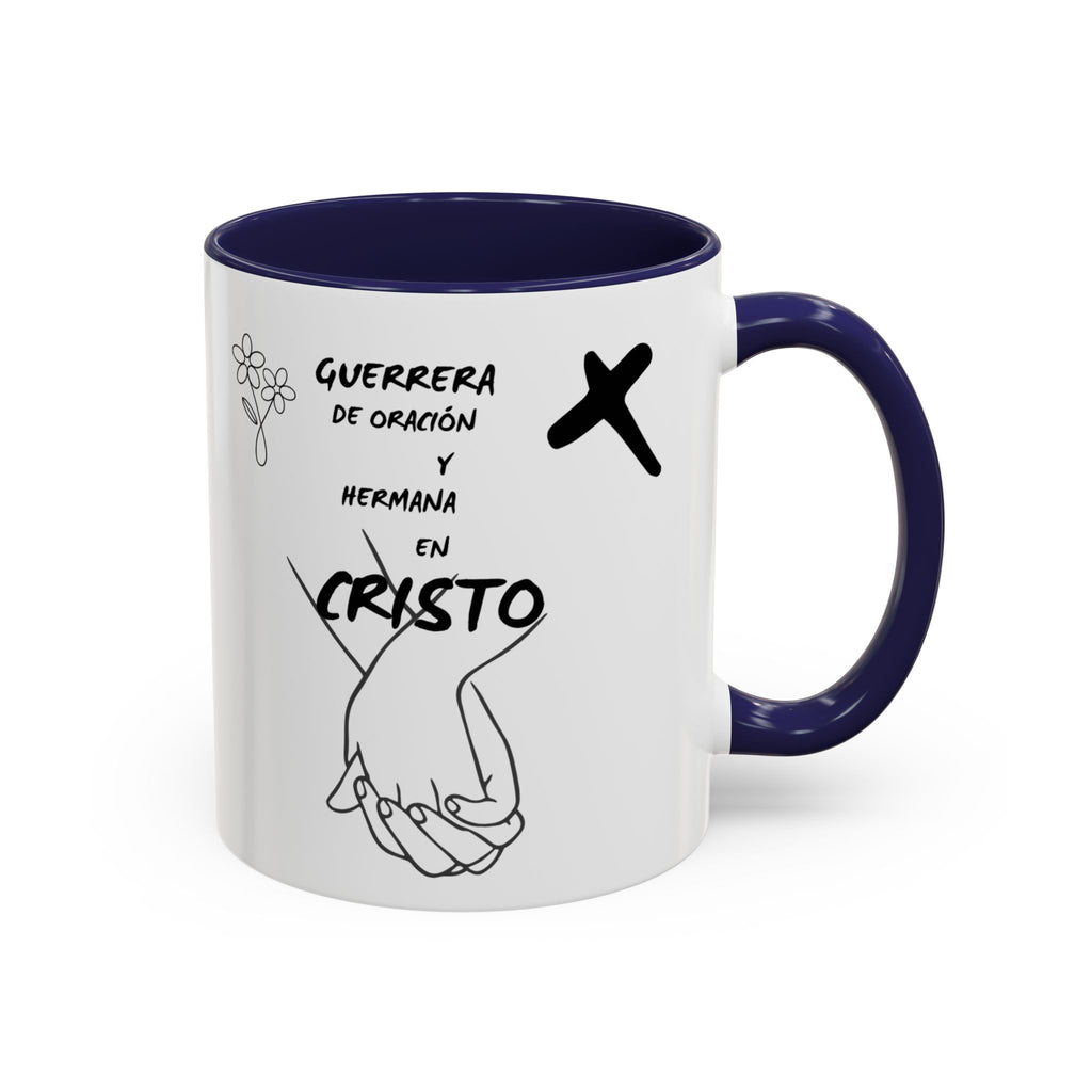 Christian Prayer Warrior Mug — "Guerrera de Oración y Hermana en Cristo" Accent Coffee Cup (11/15oz)