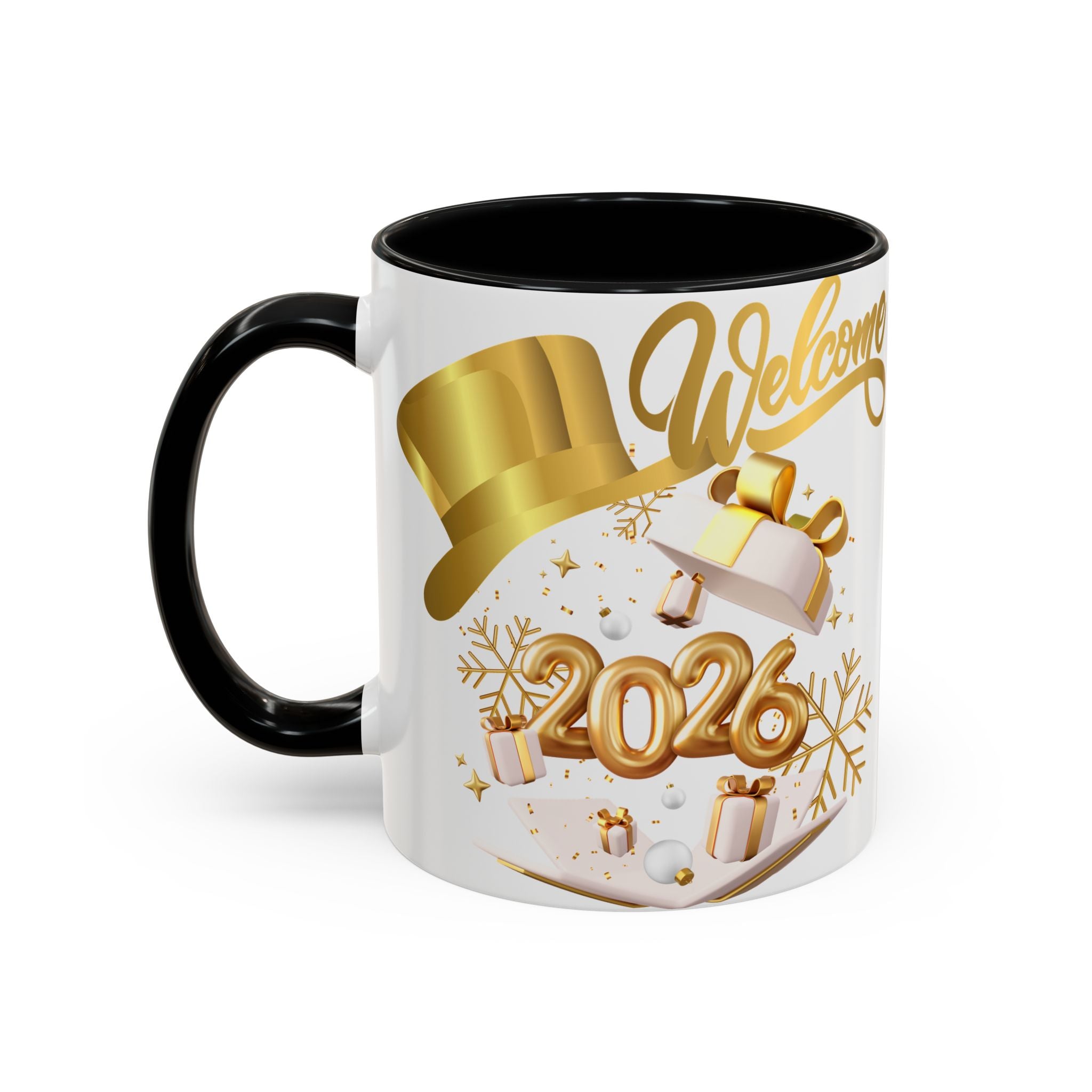 2026 New Year Coffee Mug — "Welcome 2026" Gold Celebration Accent Mug