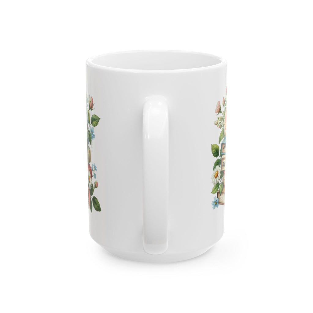 Floral Book Lovers Ceramic Mug - Perfect Gift for Readers, Tea/Coffee Lovers, Home Decor, Office Essentials, Bookish Accessories