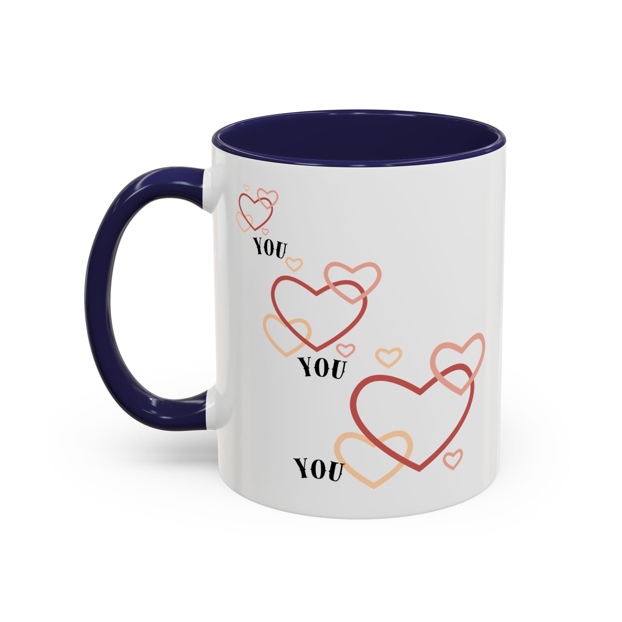 Love You Accent Coffee Mug, Valentine's Day Gift, Heart Mug, Cute Coffee Cup, Romantic Beverage Container