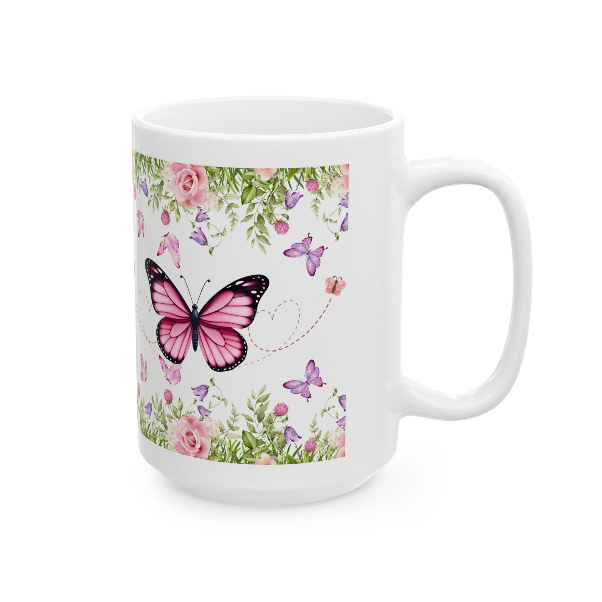 Floral Butterfly Ceramic Mug - Elegant Gift for Nature Lovers, Tea & Coffee Mug, Spring Decor, Birthday Gift, Home & Kitchen