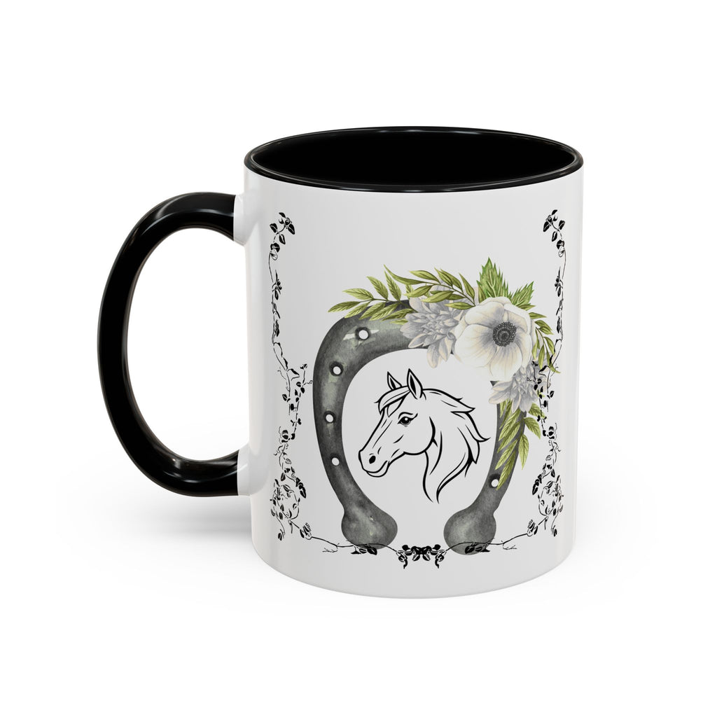 Personalized Floral Horseshoe Mug - Unique Gift for Horse Lovers, Cowgirl Theme, Farmhouse Decor, Wedding Favors, Custom Name Mug