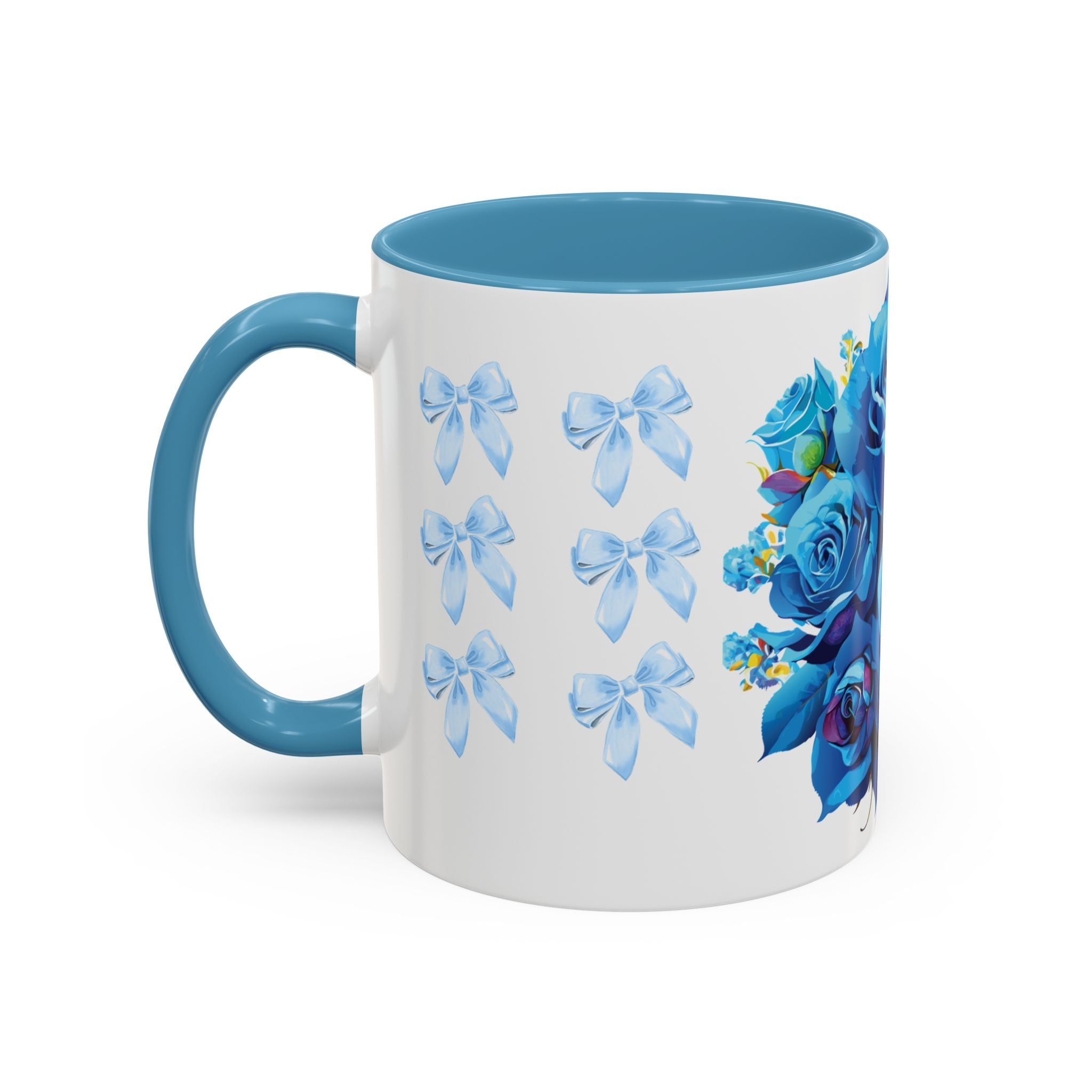 Blue Rose Accent Coffee Mug – Floral Bouquet Design (11/15 oz)