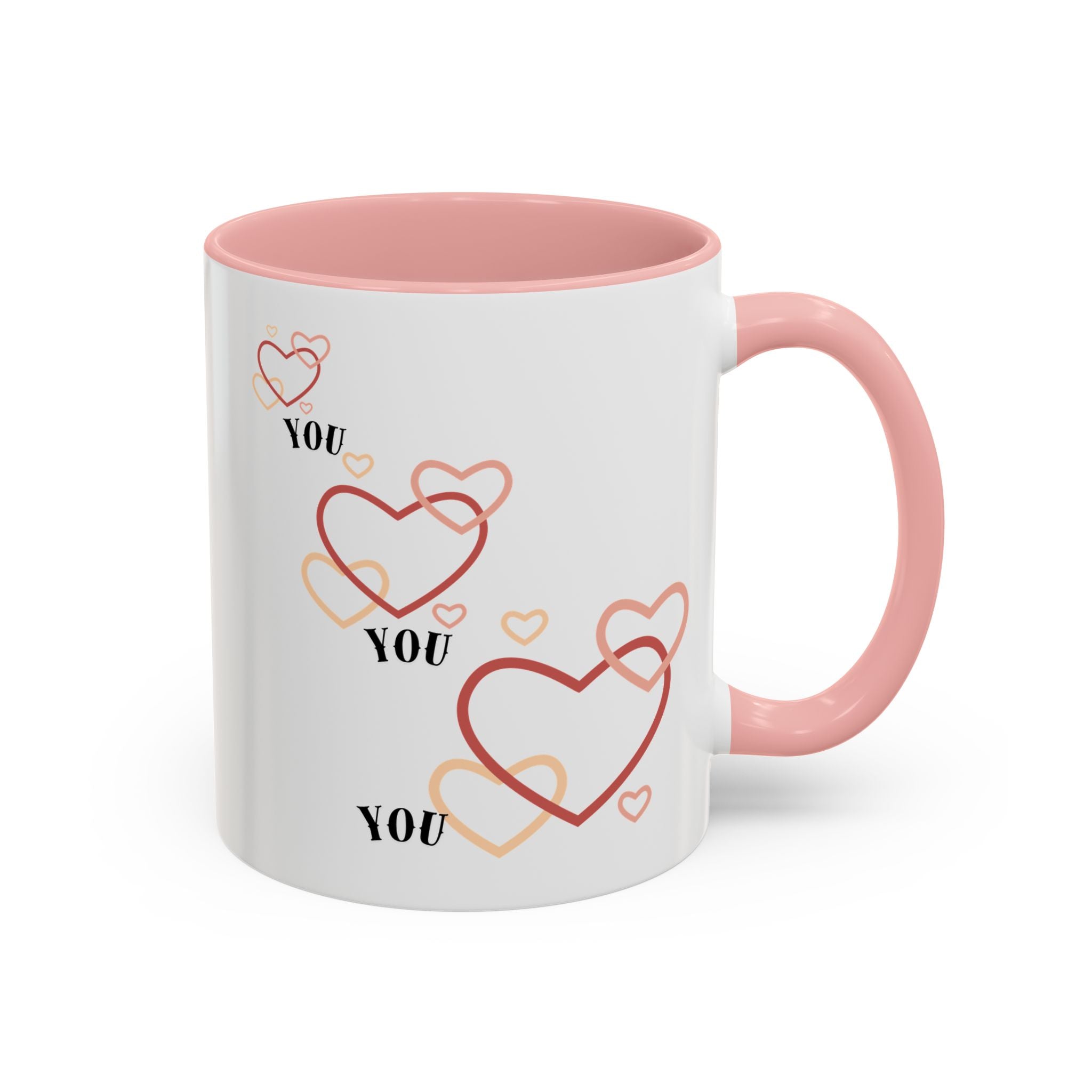 Love You Accent Coffee Mug, Valentine's Day Gift, Heart Mug, Cute Coffee Cup, Romantic Beverage Container