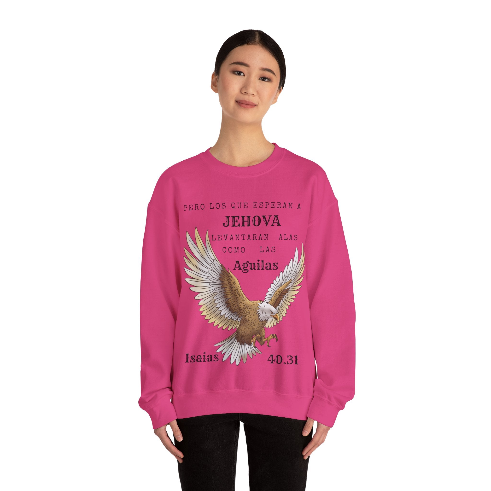 Isaías 40:31 Eagle Sweatshirt — "Pero los que esperan a Jehová" Spanish Christian Crewneck
