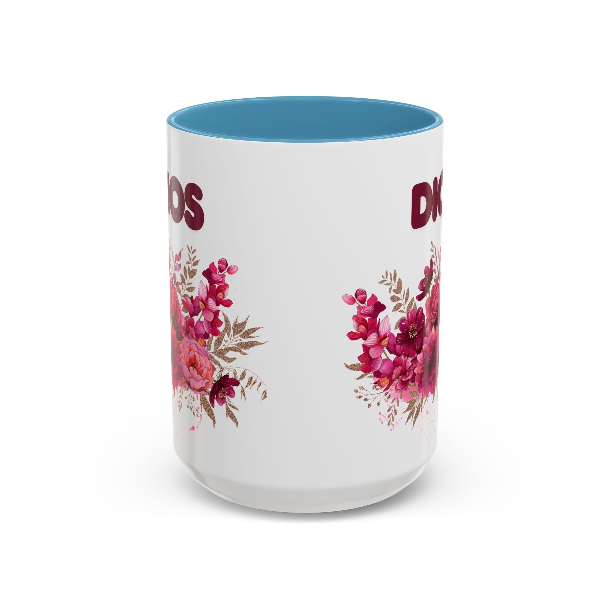Dios Floral Accent Coffee Mug — 11/15oz Inspirational Christian Tea Cup