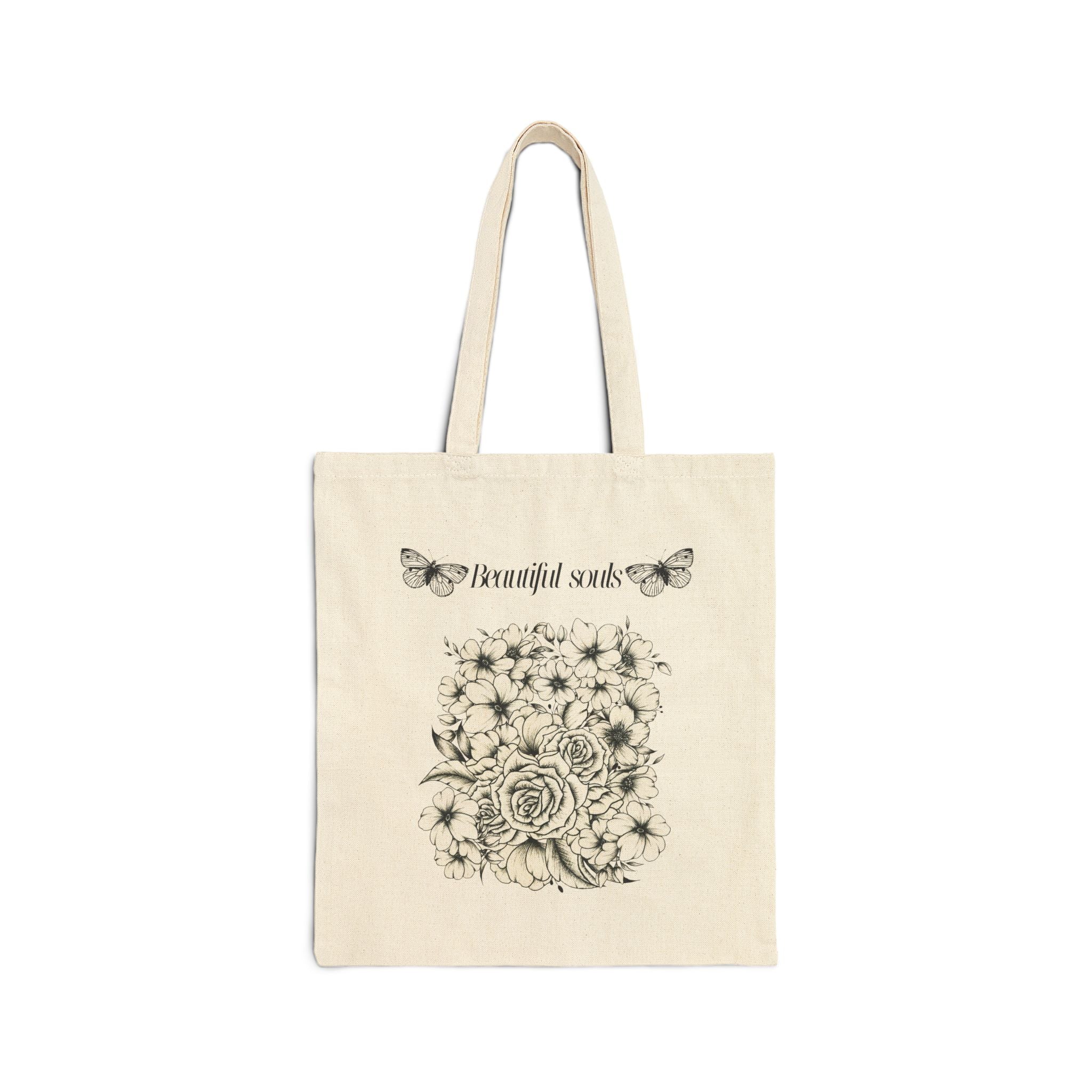 Floral Thankful Tote Bag | Eco-Friendly Cotton Carryall, Gift for Her, Shopping Bag, Reusable Grocery Bag, Cute Book Bag