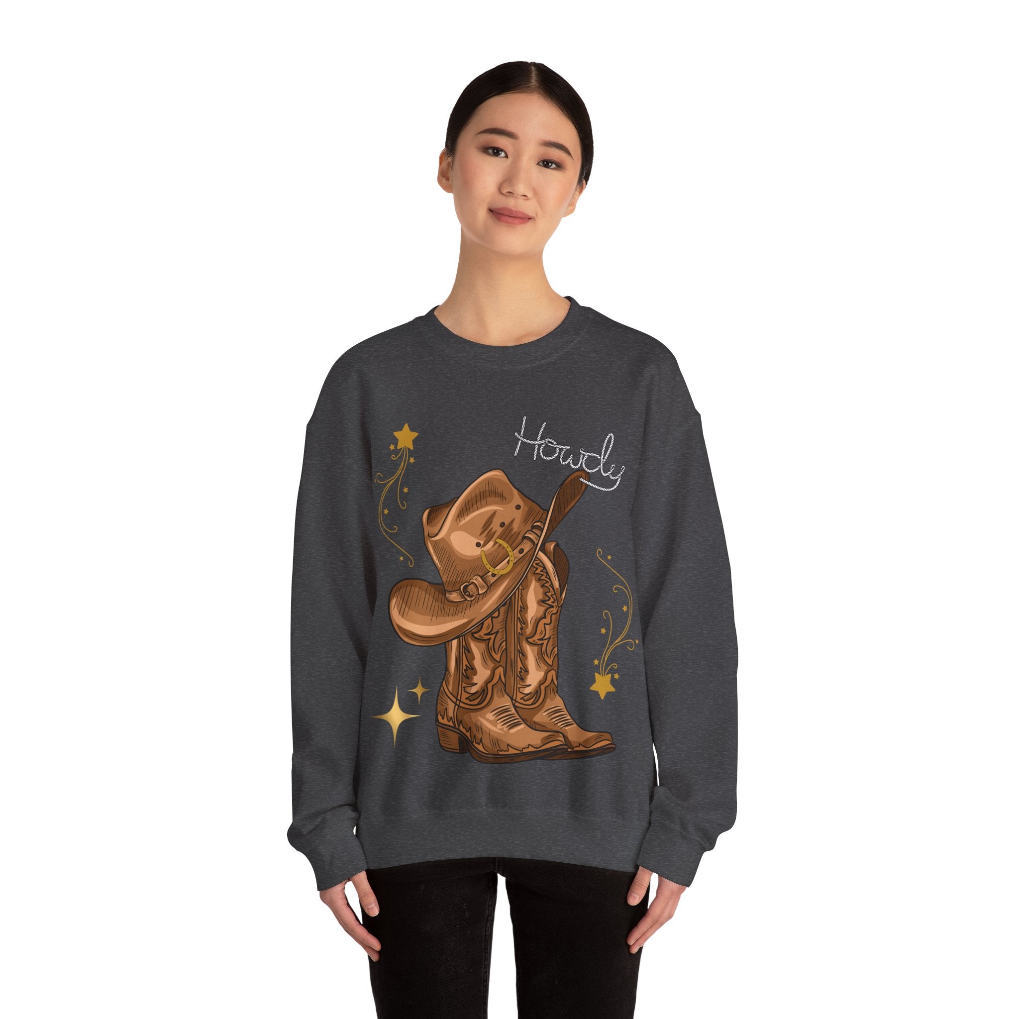Howdy Cowboy Crewneck Sweatshirt | Unisex Sweatshirt, Western Apparel, Fall Fashion, Gift for Him/Her, Casual Wear