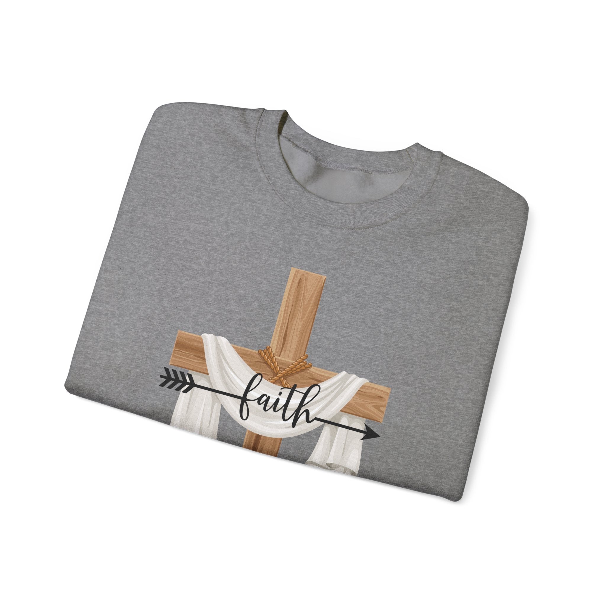 Faith Cross Crewneck Sweatshirt — Easter Lily Christian Pullover
