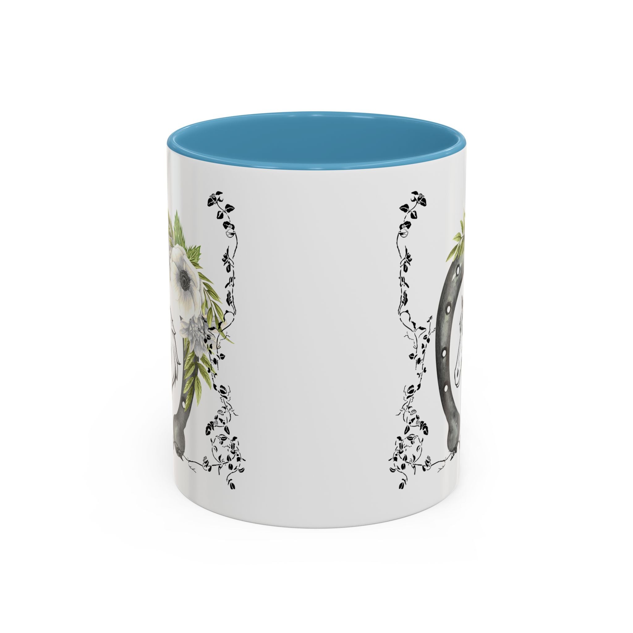 Personalized Floral Horseshoe Mug - Unique Gift for Horse Lovers, Cowgirl Theme, Farmhouse Decor, Wedding Favors, Custom Name Mug