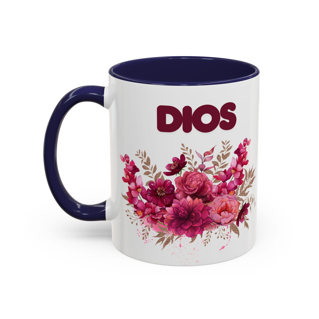 Dios Floral Accent Coffee Mug — 11/15oz Inspirational Christian Tea Cup