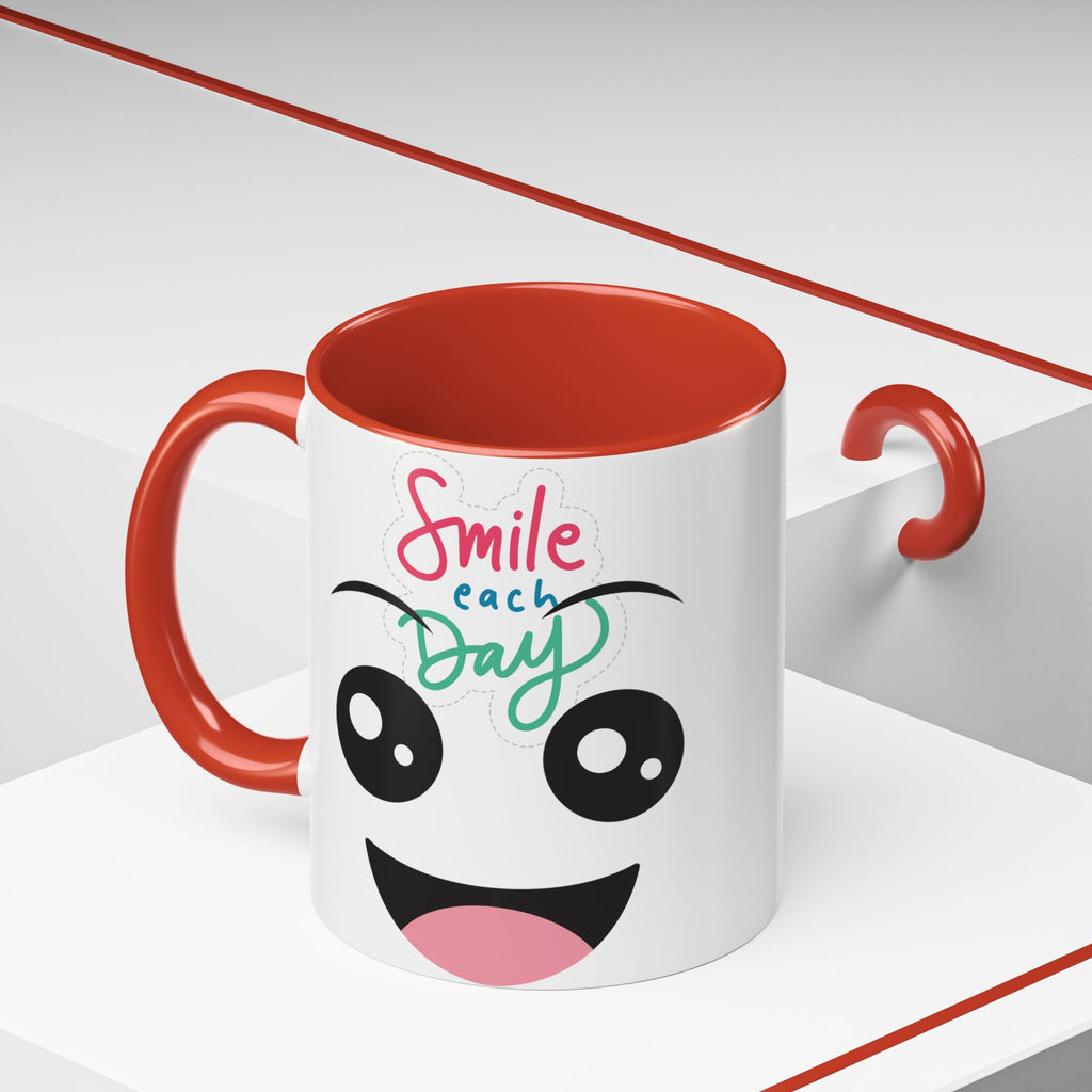 Smile Each Day Coffee Mug — Cute Cartoon Face Accent Mug (11/15oz)