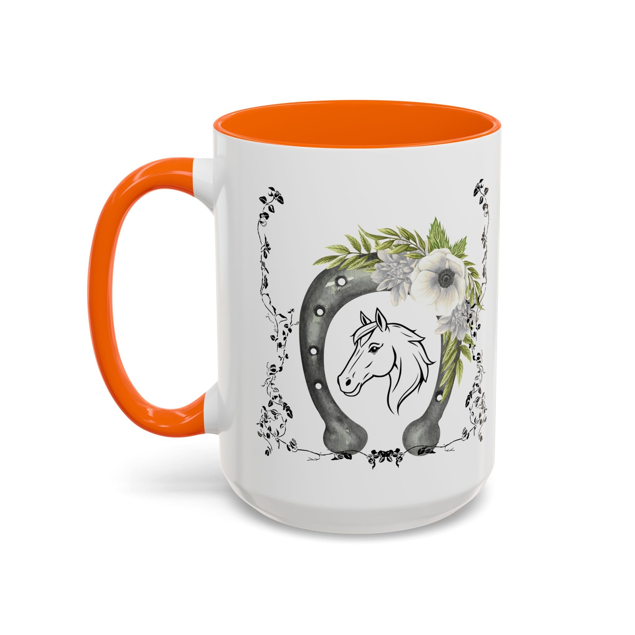 Personalized Floral Horseshoe Mug - Unique Gift for Horse Lovers, Cowgirl Theme, Farmhouse Decor, Wedding Favors, Custom Name Mug