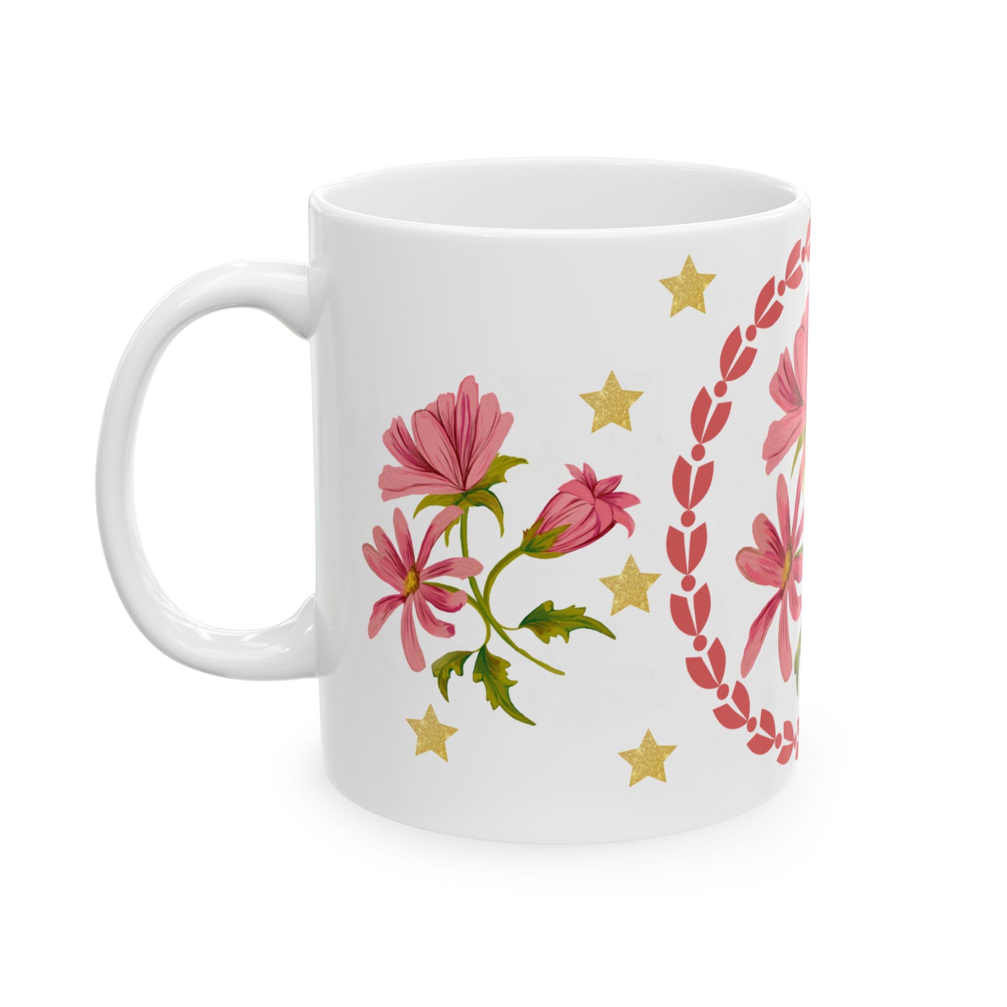 Floral Pink Cosmos Ceramic Mug (11oz & 15oz) — Vintage Garden Tea Coffee Cup
