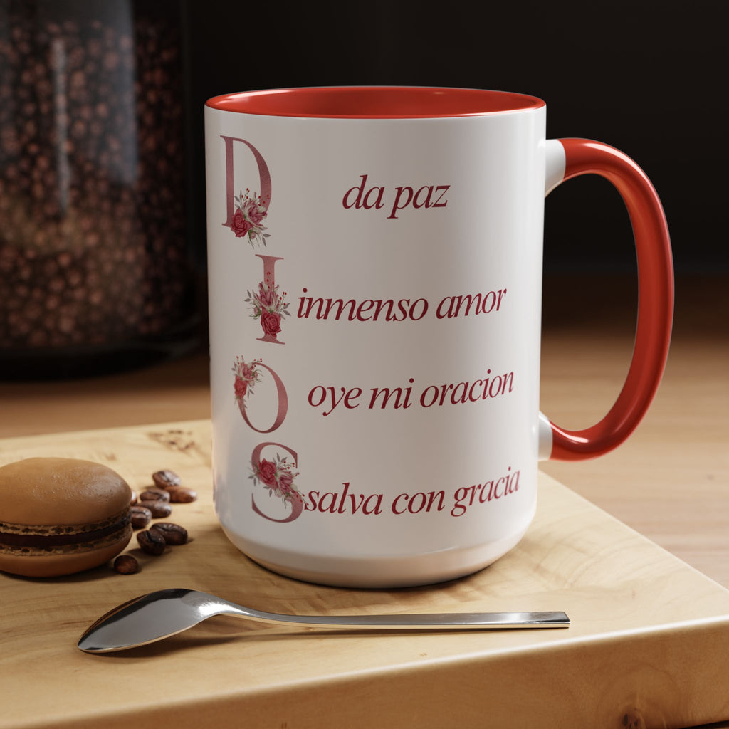 Inspirational Accent Coffee Mug with Floral Design - 11/15oz