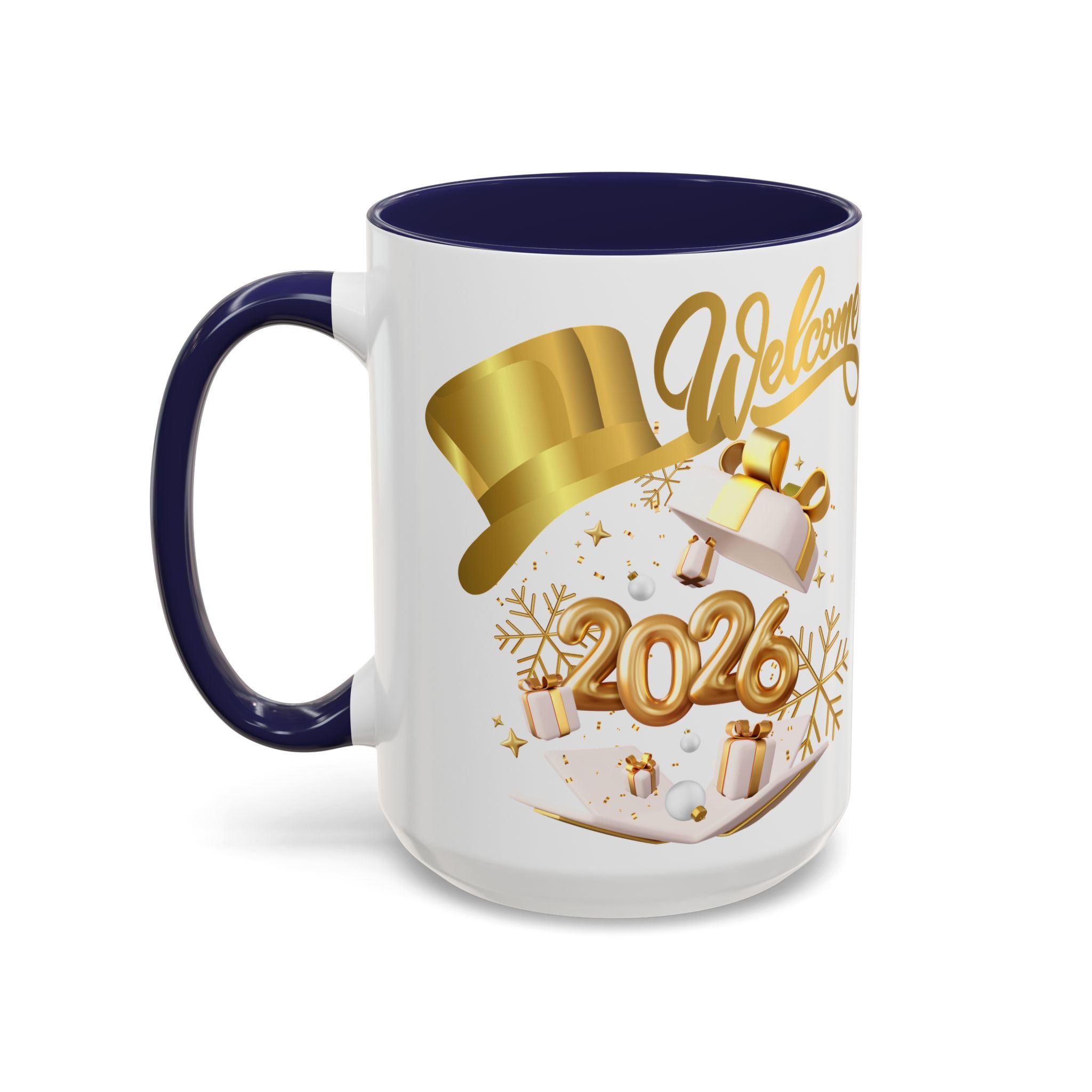 2026 New Year Coffee Mug — "Welcome 2026" Gold Celebration Accent Mug