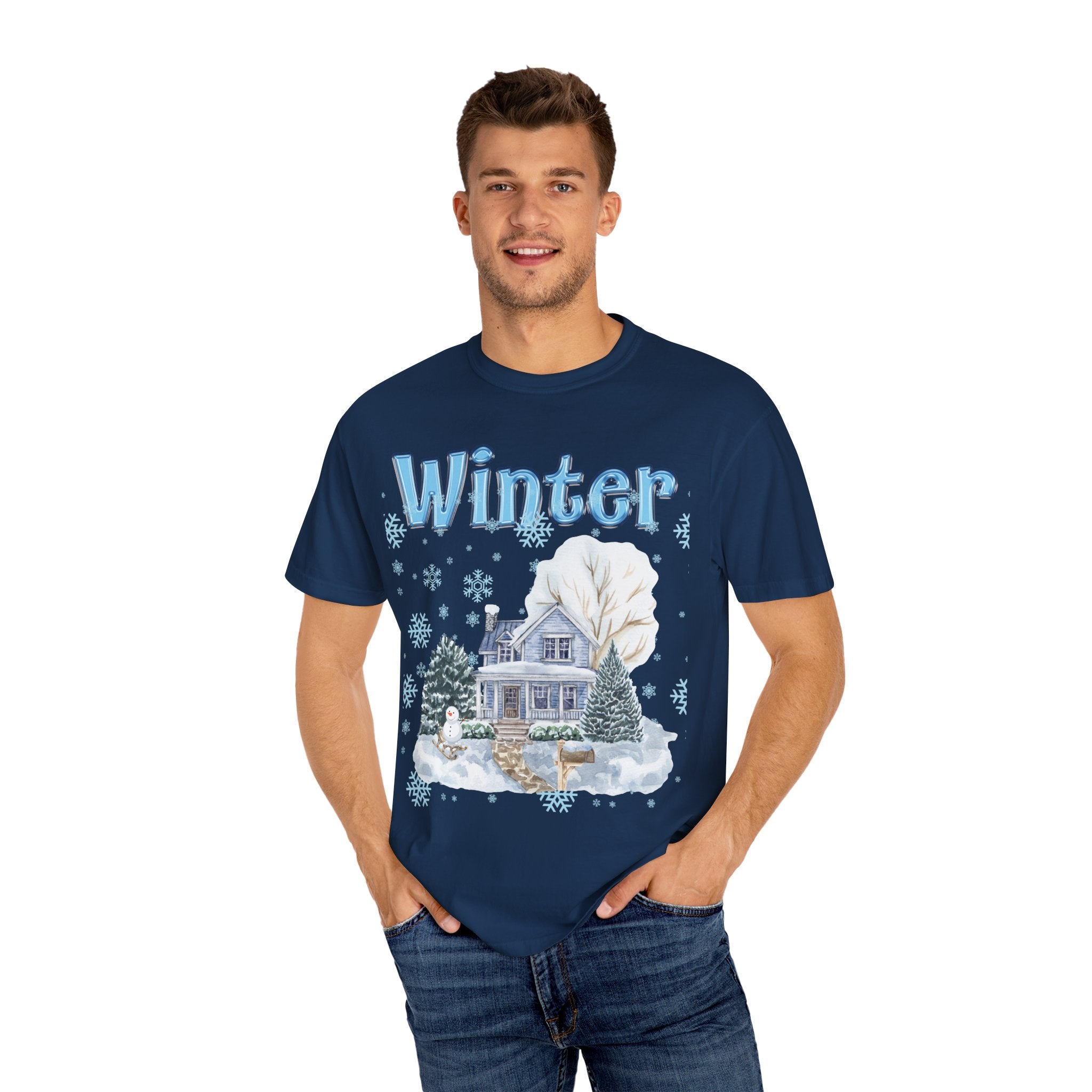 Winter-Themed Unisex Garment-Dyed T-shirt