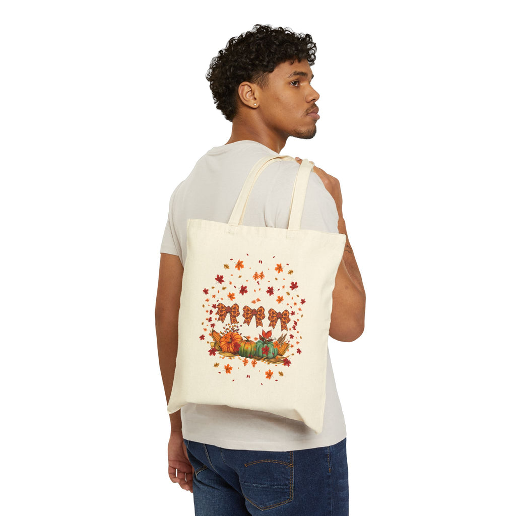 Autumn Floral Cotton Canvas Tote Bag, Eco-Friendly Shopping Bag, Fall Gift, Reusable Grocery Bag, Casual Tote for Every Occasion