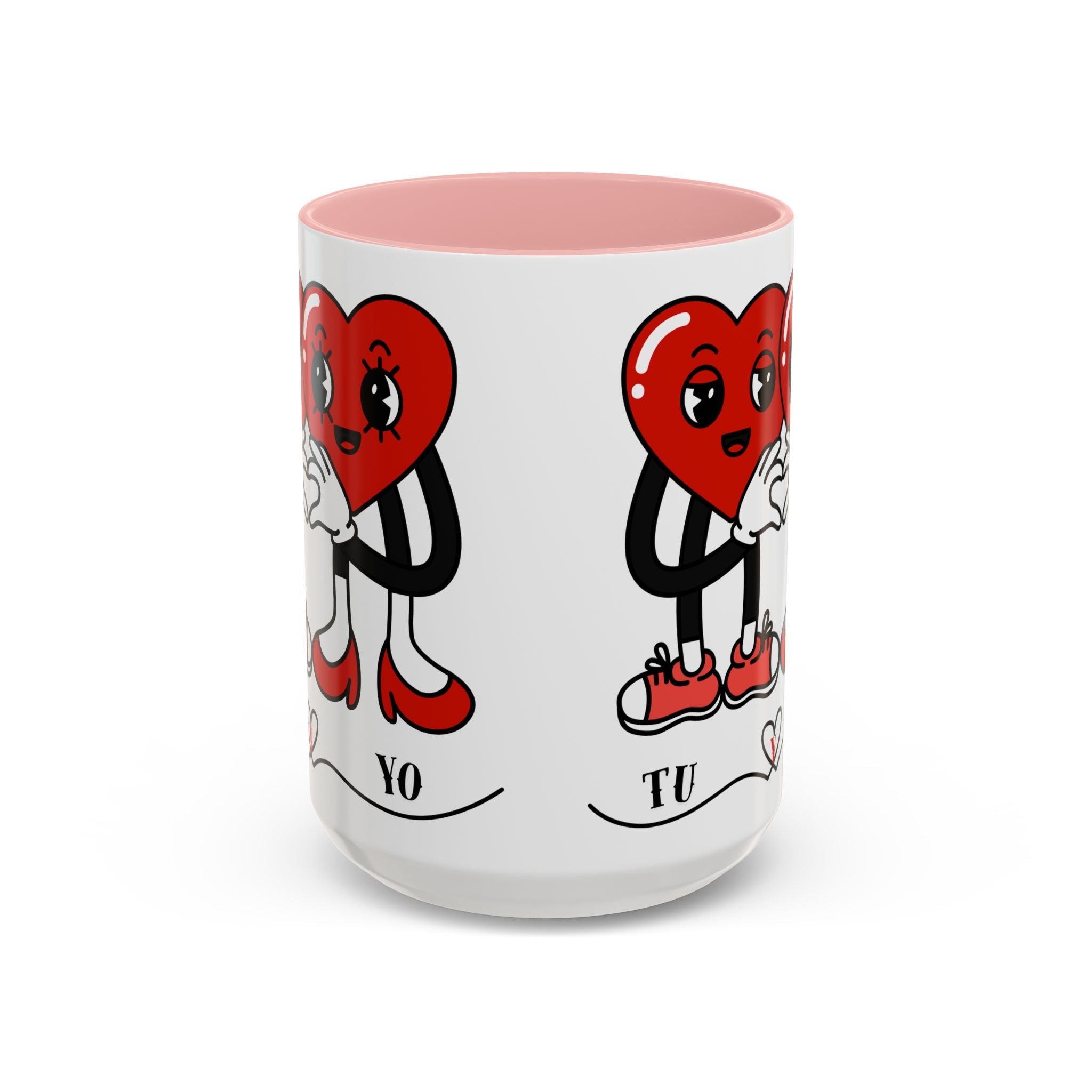 Valentine Heart Couple Coffee Mug – "Tu y Yo" Cute Romantic Accent Mug