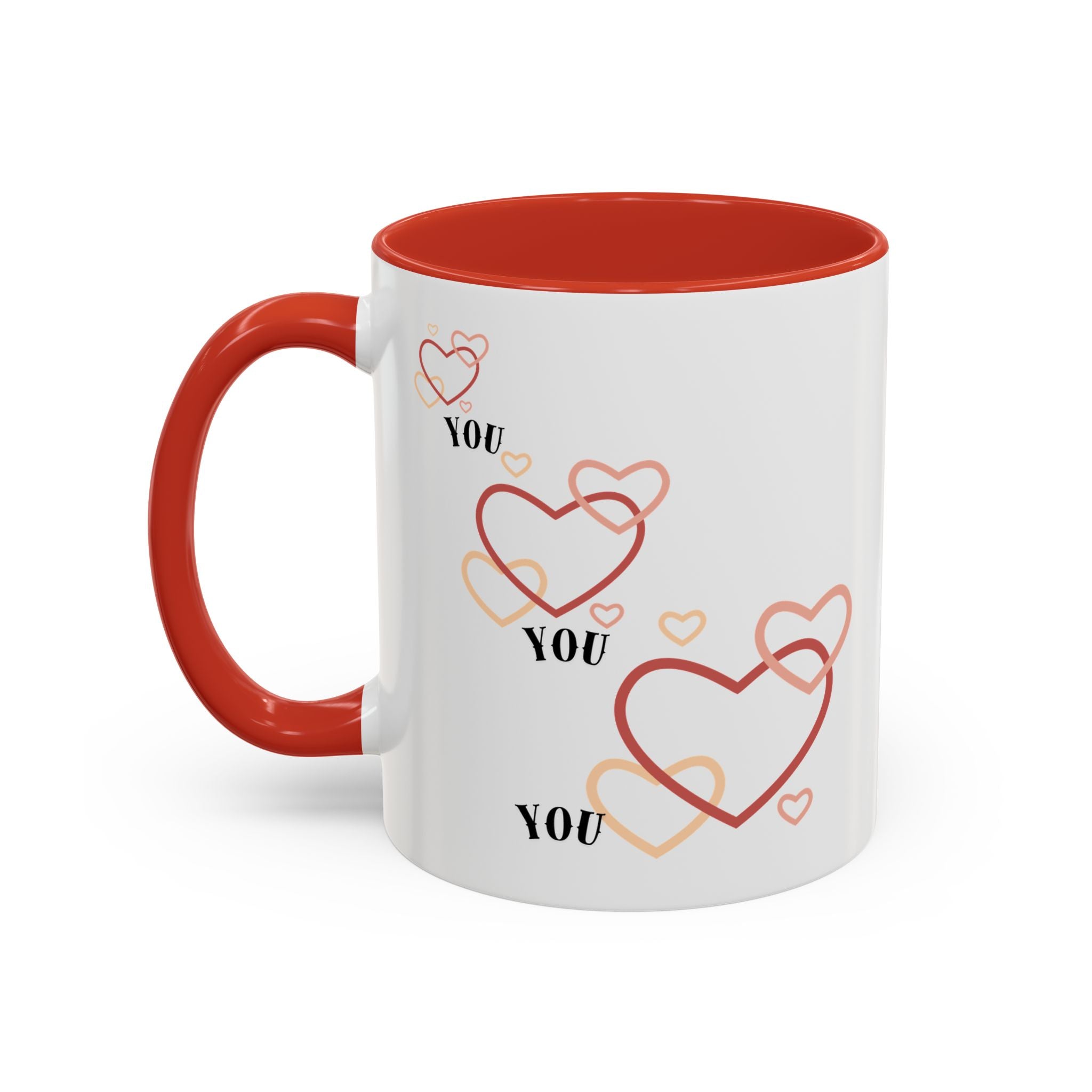 Love You Accent Coffee Mug, Valentine's Day Gift, Heart Mug, Cute Coffee Cup, Romantic Beverage Container