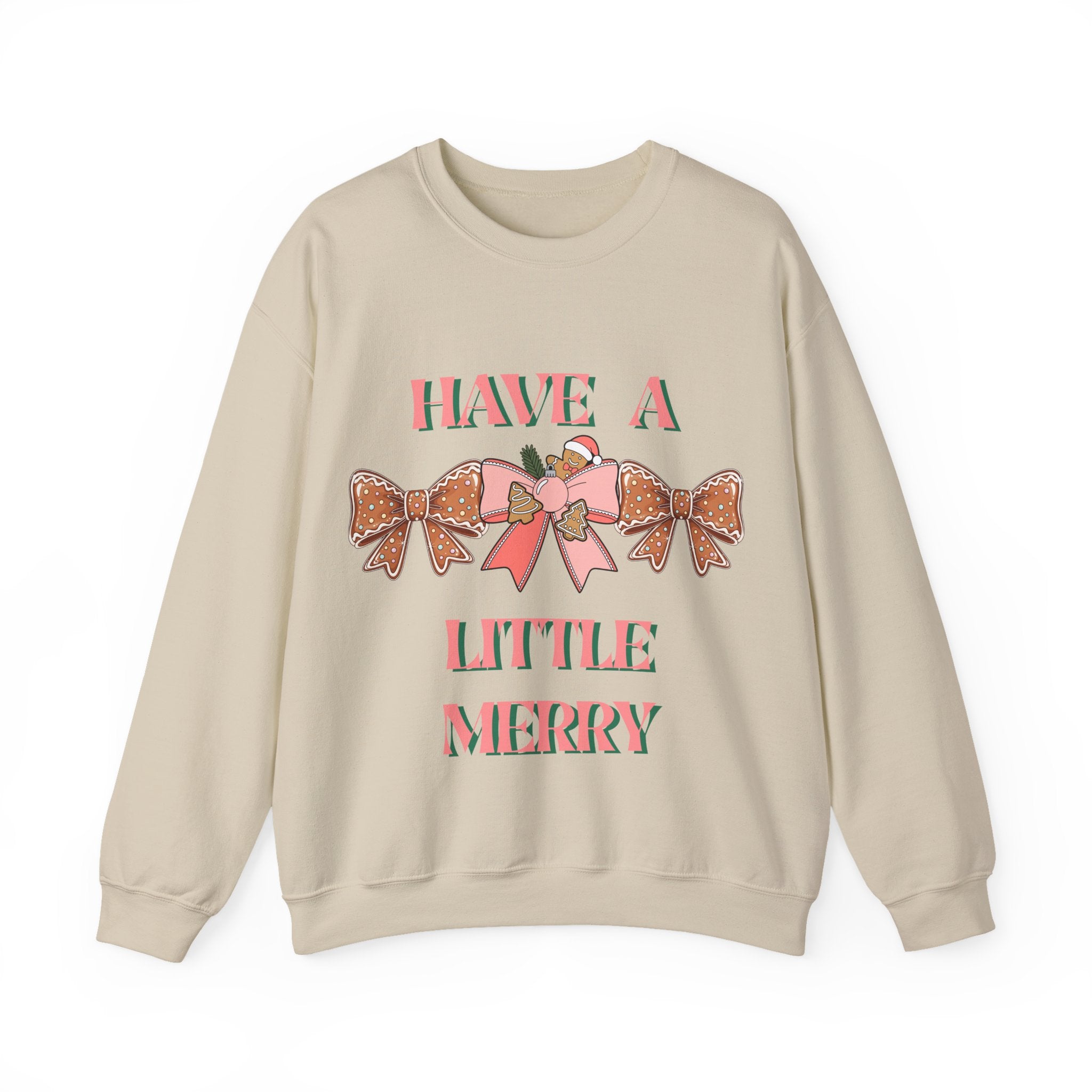 Have a Little Merry Crewneck Sweatshirt — Pink Holiday Bow Christmas Sweater