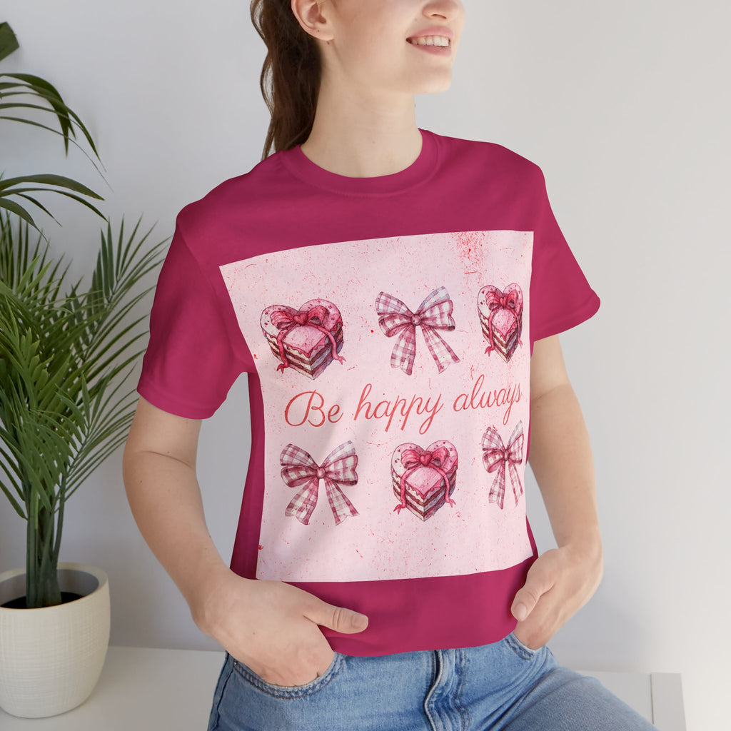 Happy Hearts Tee, Casual Gift T-Shirt, Positive Vibes Shirt, Birthday Outfit, Everyday Wear, Cheerful Top