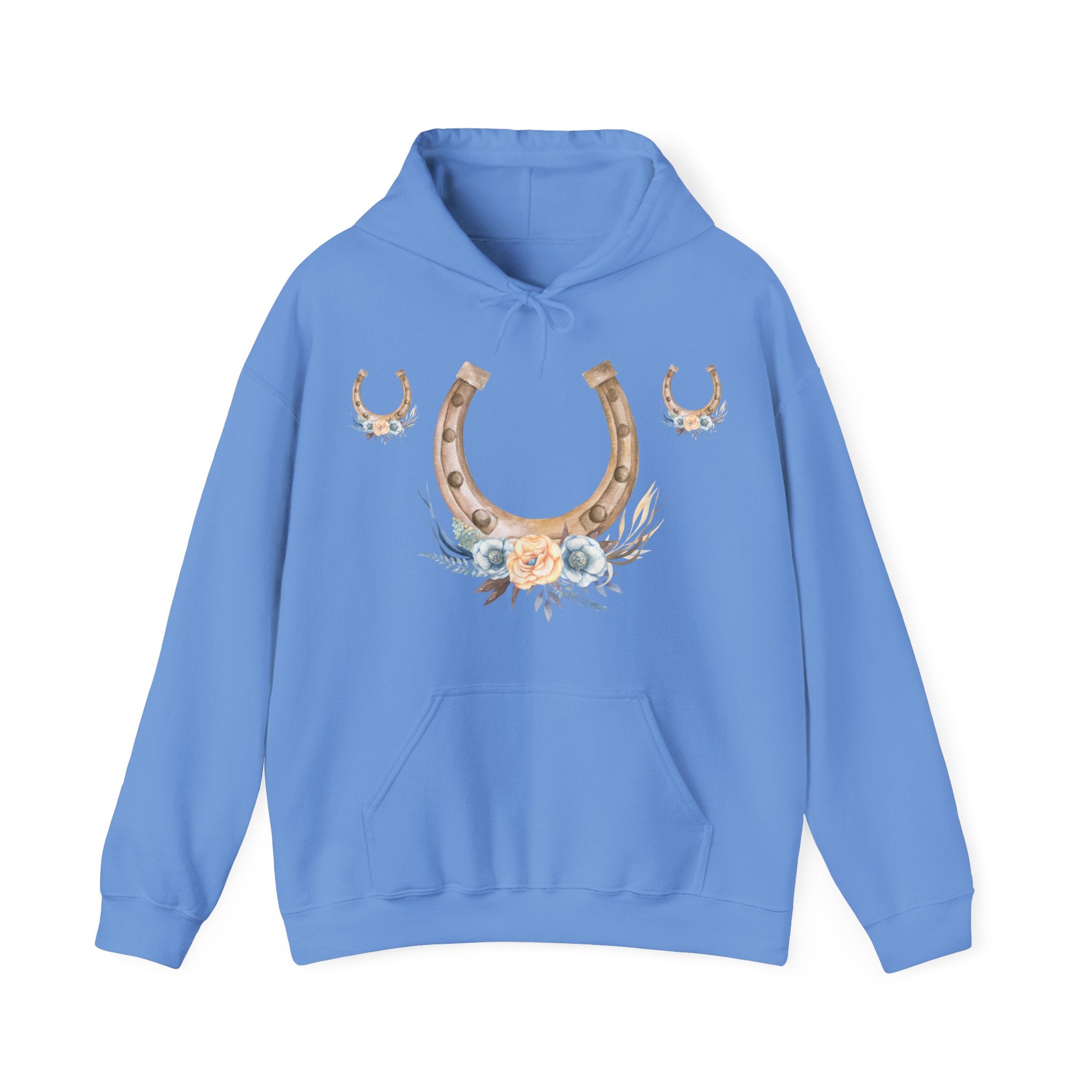 Equestrian Floral Horseshoe Hoodie, Cozy Unisex Sweatshirt, Gifts for Horse Lovers, Country Style Apparel, Birthday Gift, Festival Wear