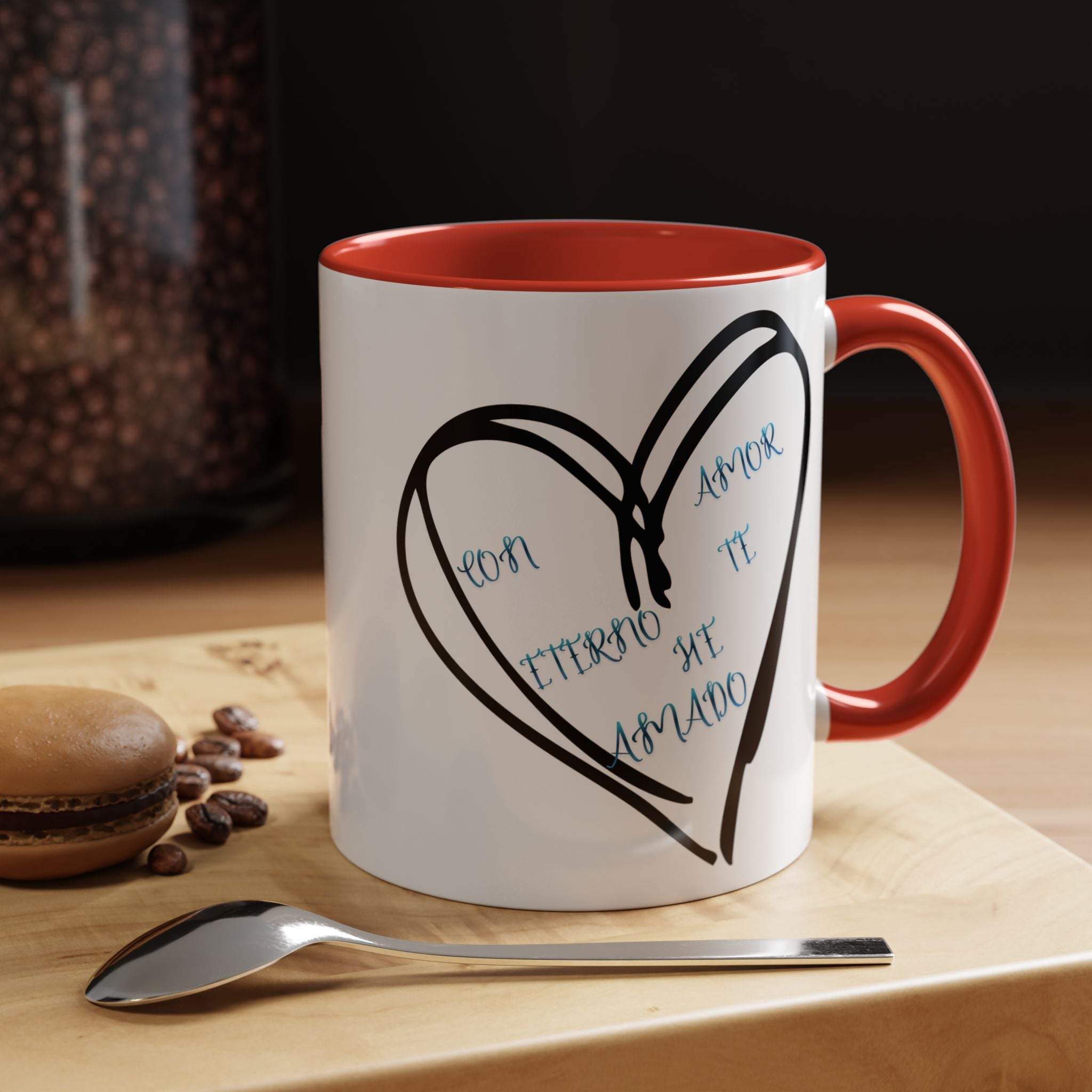 Coffee Mug - Hand-Drawn Heart with Spanish 'Por Amor Te He Amado' Accent