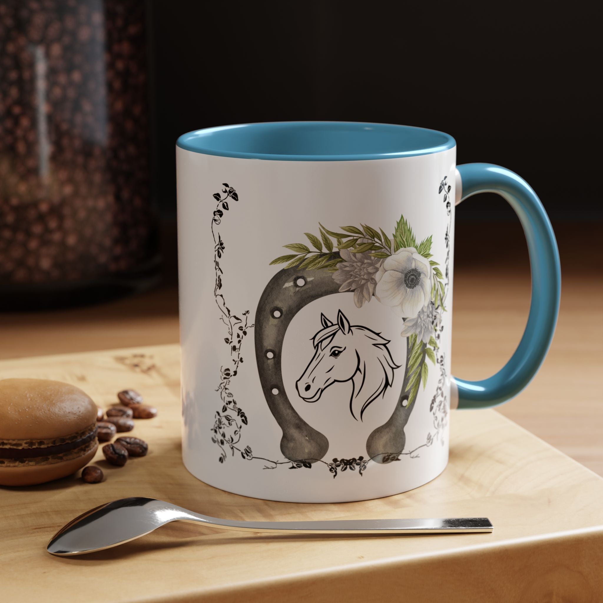 Personalized Floral Horseshoe Mug - Unique Gift for Horse Lovers, Cowgirl Theme, Farmhouse Decor, Wedding Favors, Custom Name Mug