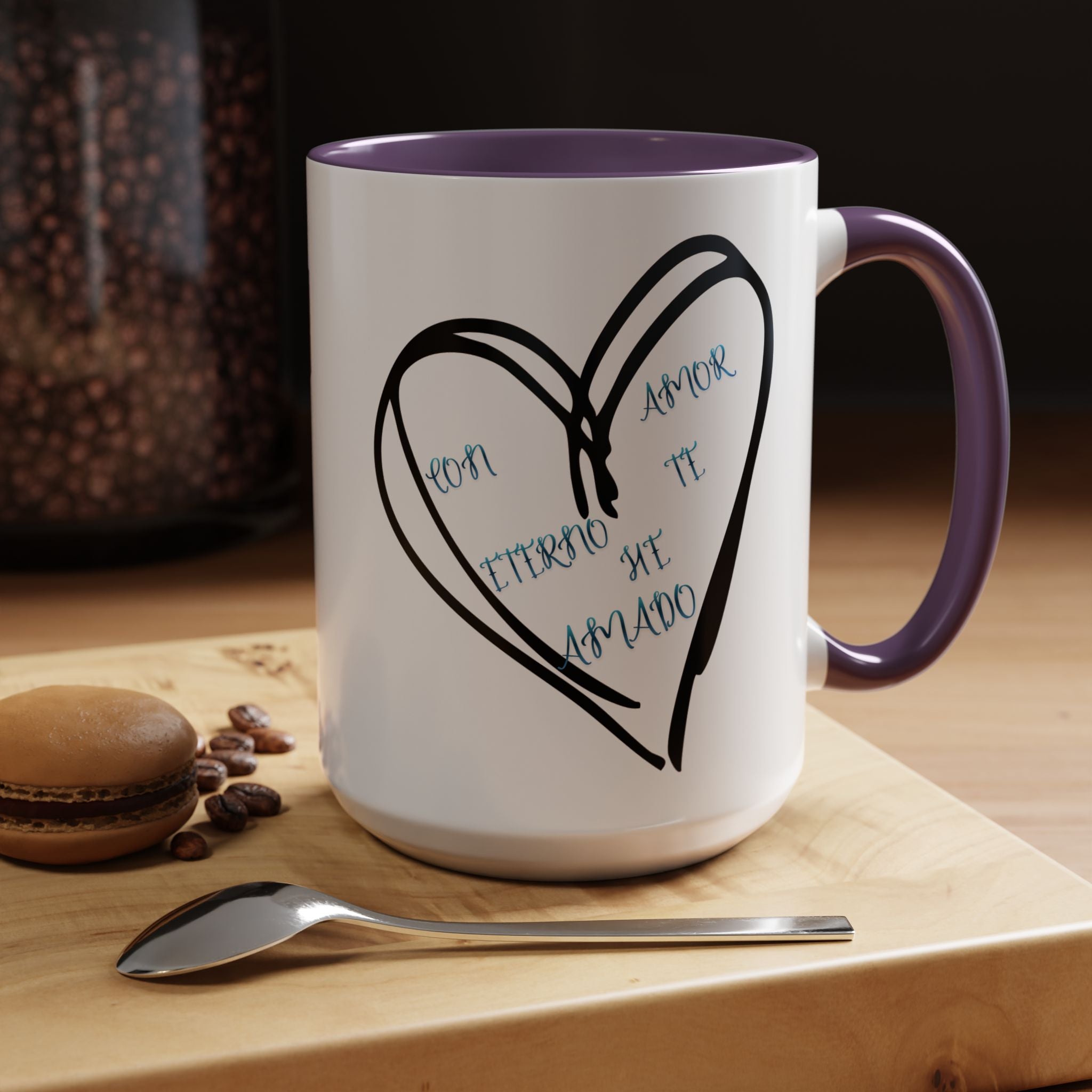 Coffee Mug - Hand-Drawn Heart with Spanish 'Por Amor Te He Amado' Accent