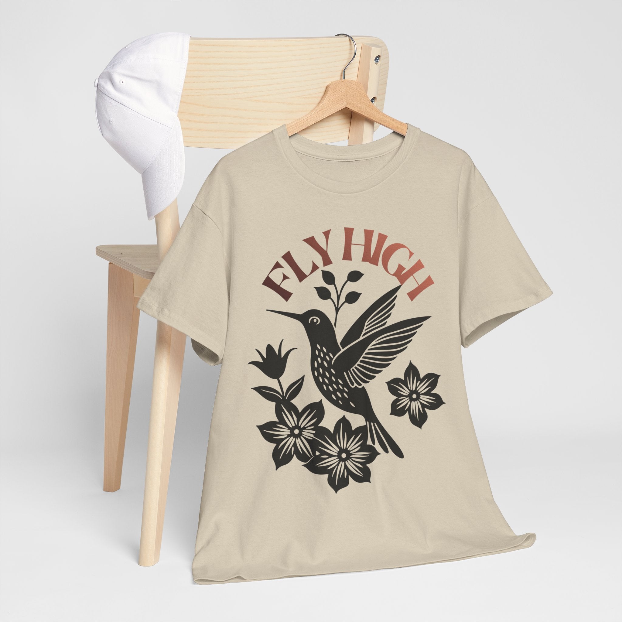 Fly High Hummingbird T-Shirt — Floral Retro Nature Tee