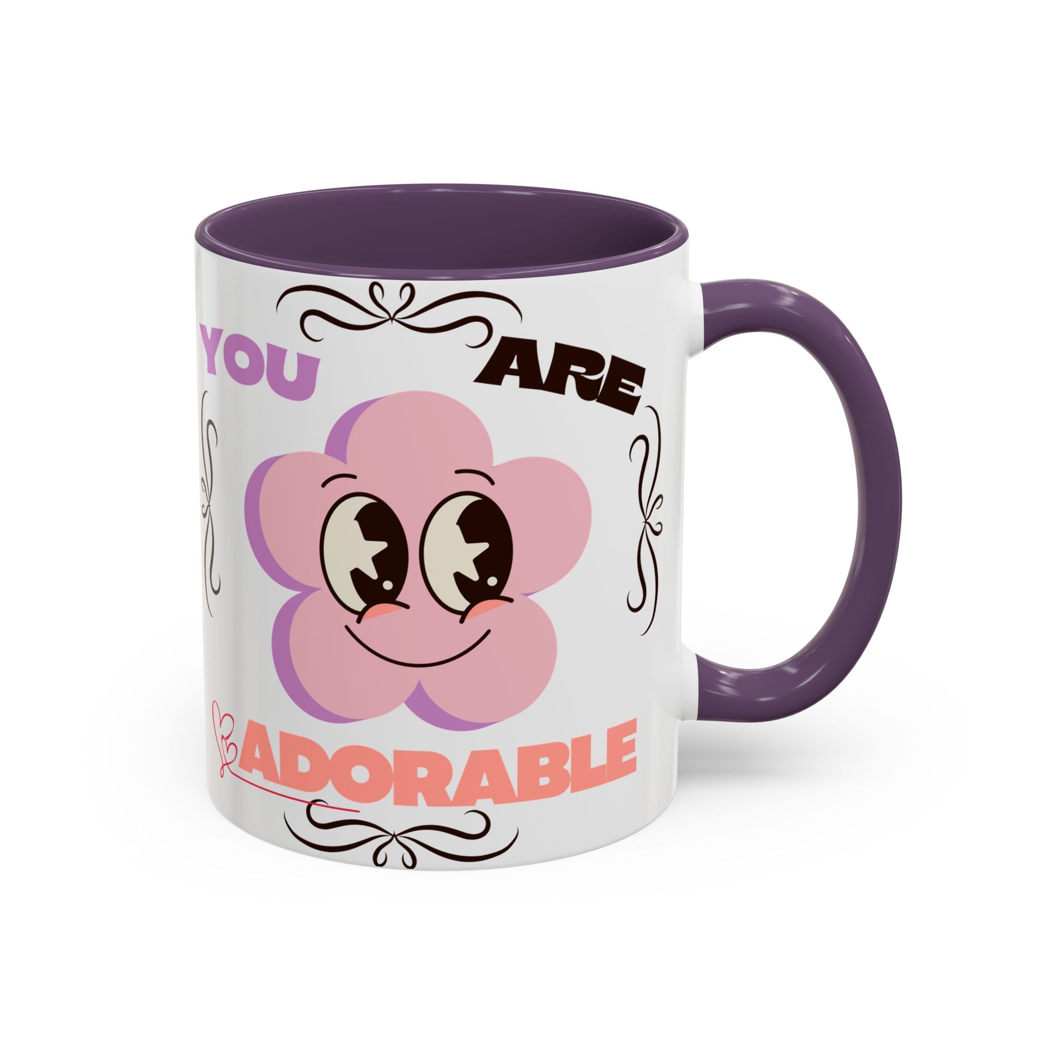 You Are Adorable Coffee Mug — Cute Pink Flower Accent Mug (11/15oz)