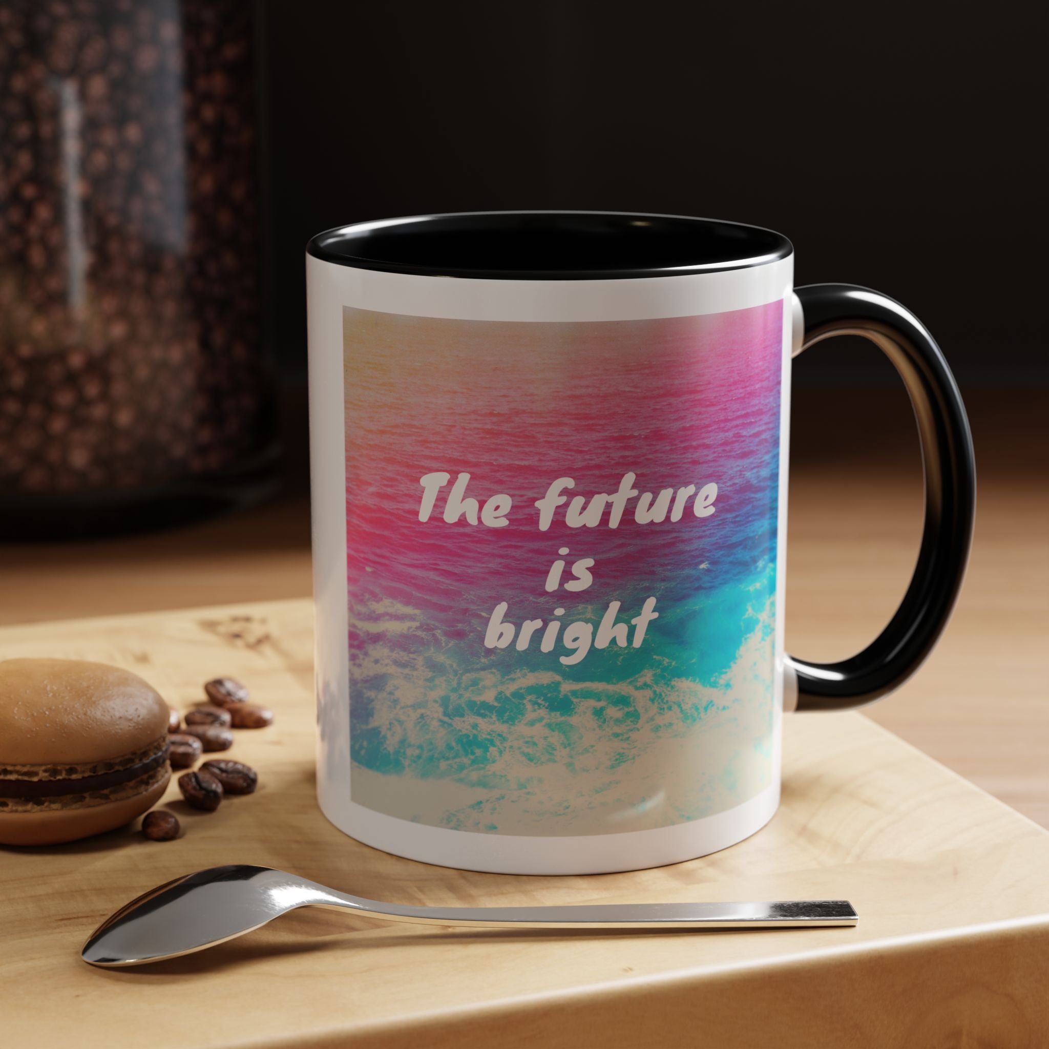 Ocean Background Future Is Bright Accent Coffee Mug (11, 15oz)