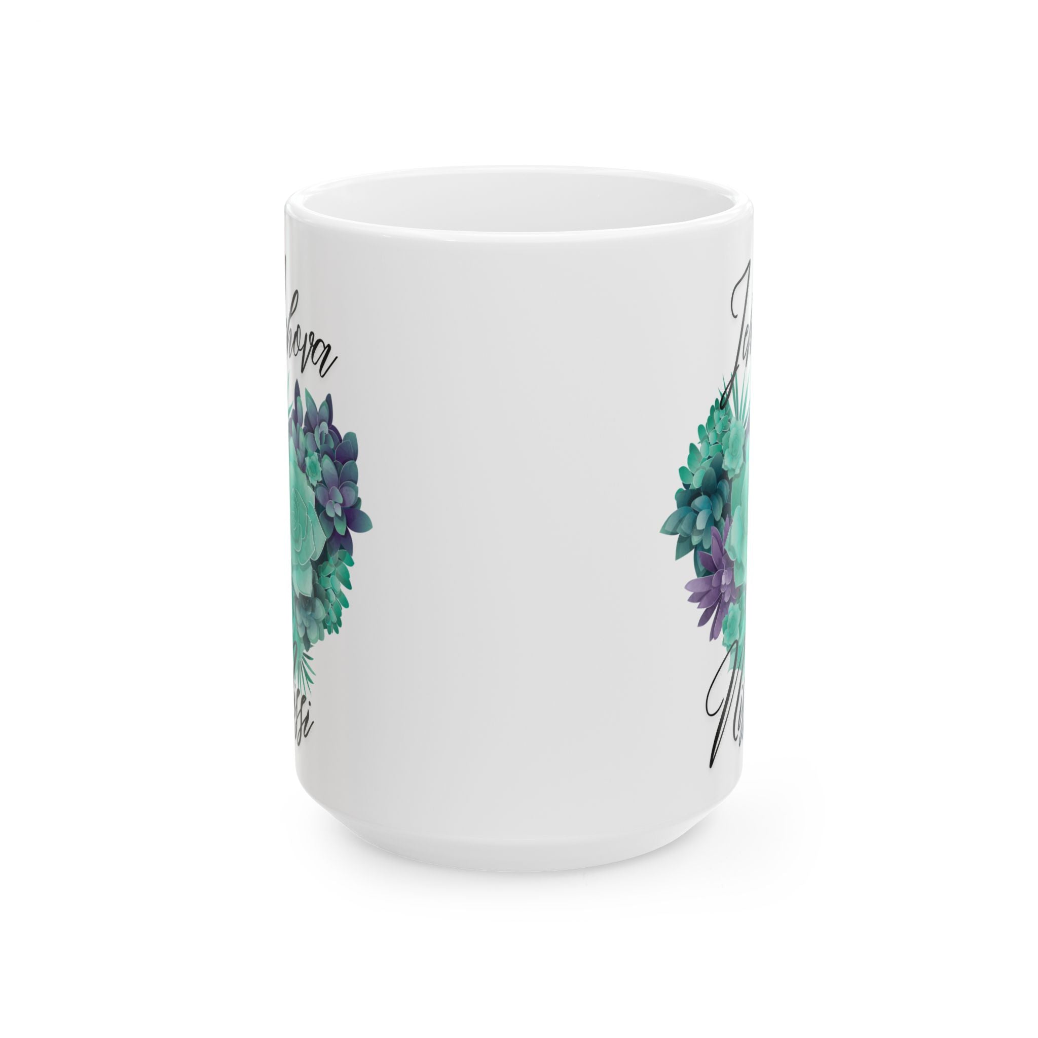 Succulent Love Ceramic Mug – 'I Love You More' Floral Coffee Cup (11oz & 15oz)