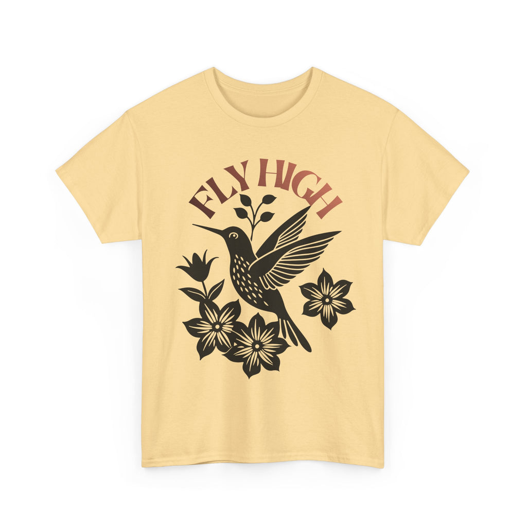 Fly High Hummingbird T-Shirt — Floral Retro Nature Tee