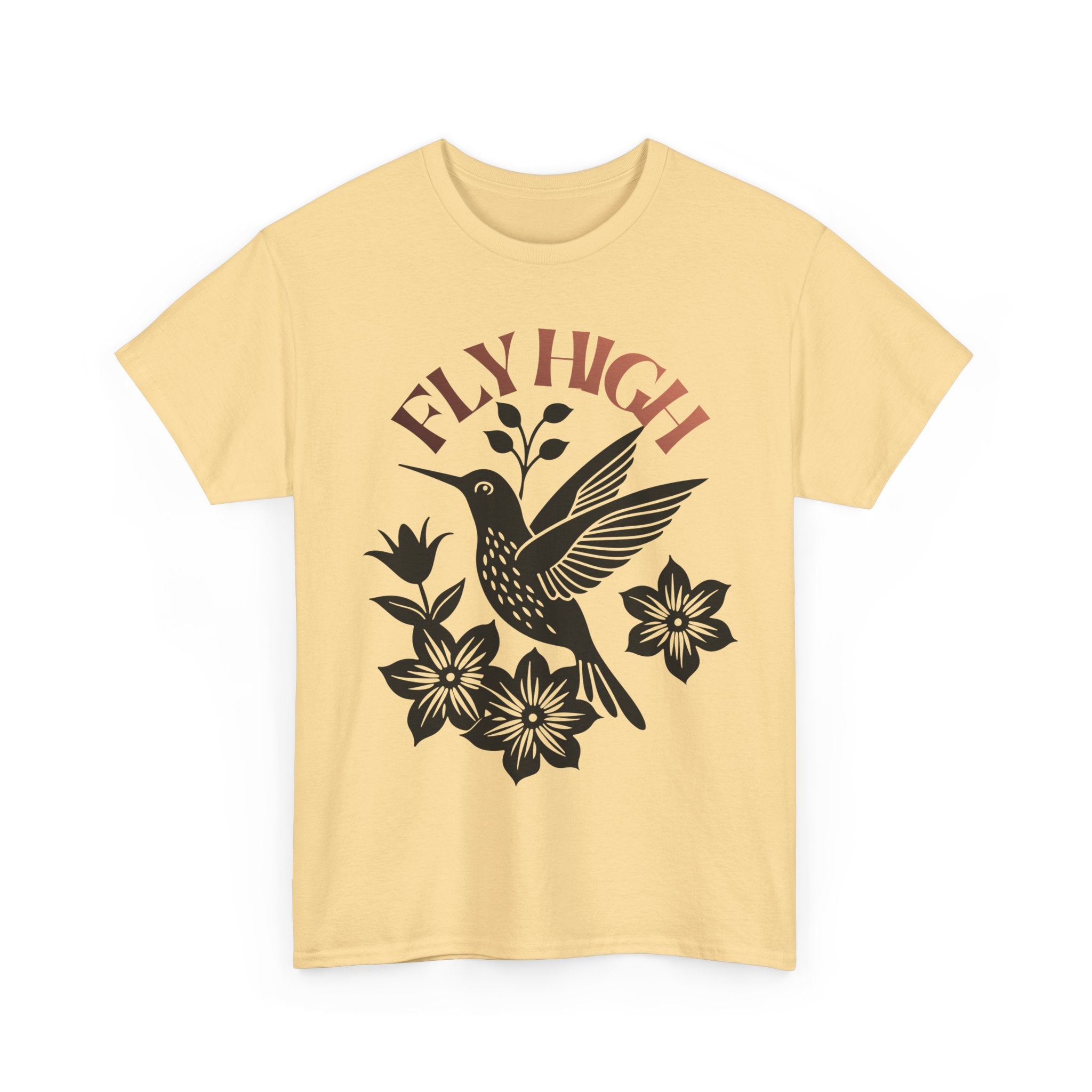 Fly High Hummingbird T-Shirt — Floral Retro Nature Tee