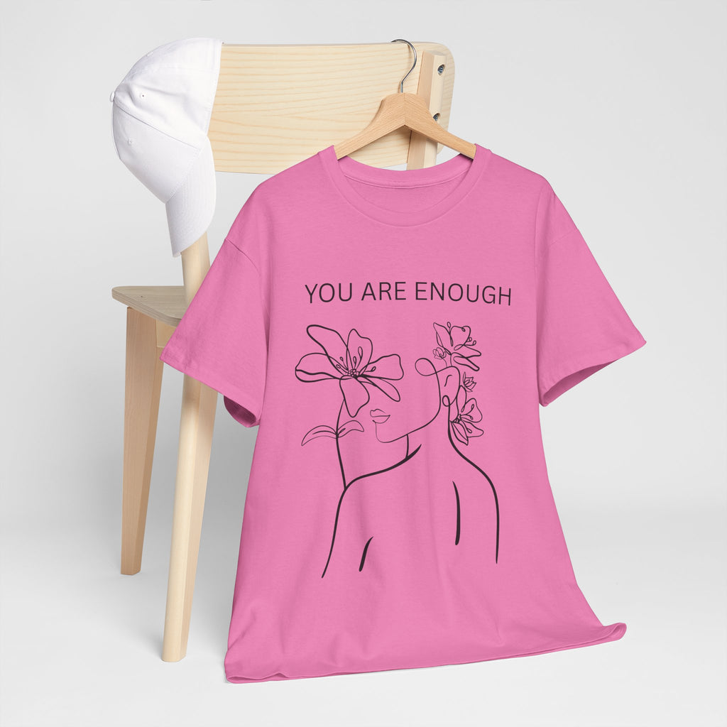 Inspirational Floral Tee, Unisex Heavy Cotton T-Shirt with 'You Are Enough' Design, Motivational Gift, Self-Love Apparel, Positive [...]