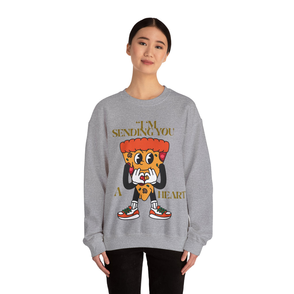 Pizza Love Crewneck Sweatshirt - Cute Gift for Foodies, Valentine's Day Apparel, Casual Comfort, Unisex Sweatshirt, Fun Pizza Design