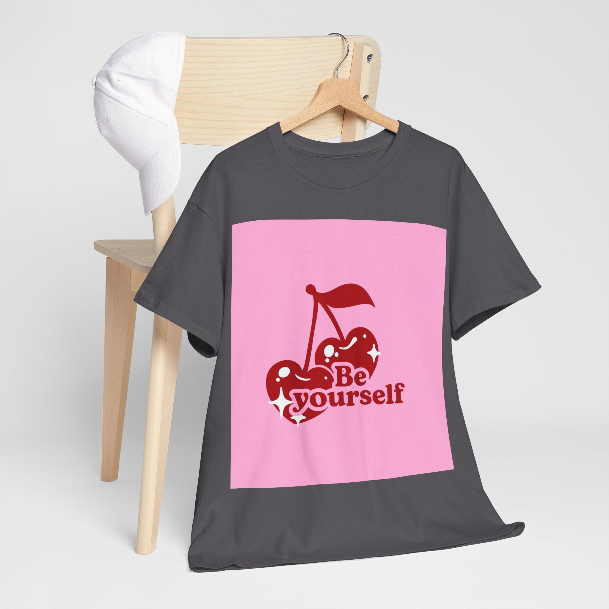 Be Yourself Cherry Graphic Tee, Unisex Cotton T-Shirt, Casual Wear, Gift for Friends, Positive Vibes, Ideal for Summer
