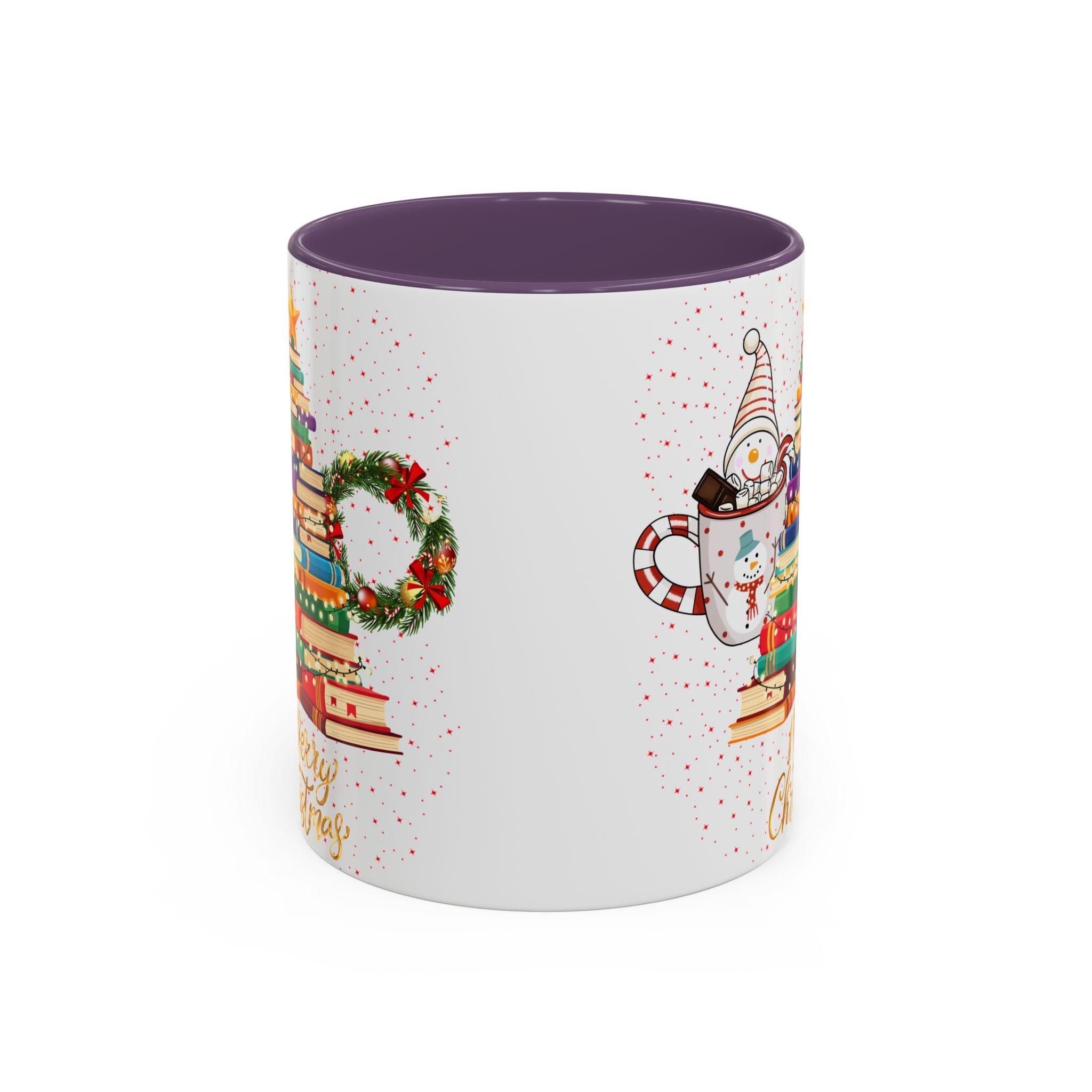 Christmas Book Tree Coffee Mug — Merry Christmas Accent Mug (11/15oz)