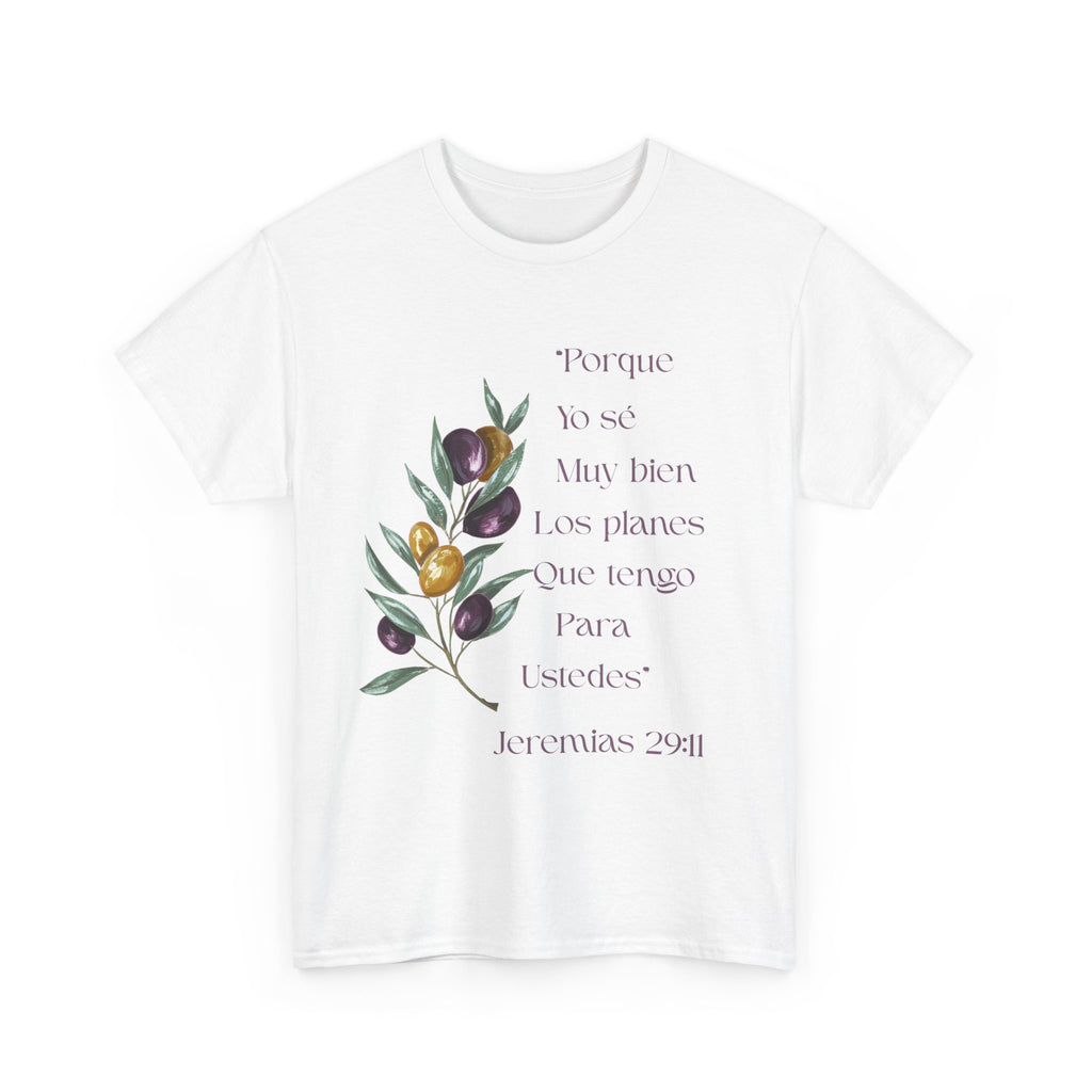 Olive Branch Scripture Tee — Jeremías 29:11 Spanish Floral Bible Verse T-Shirt