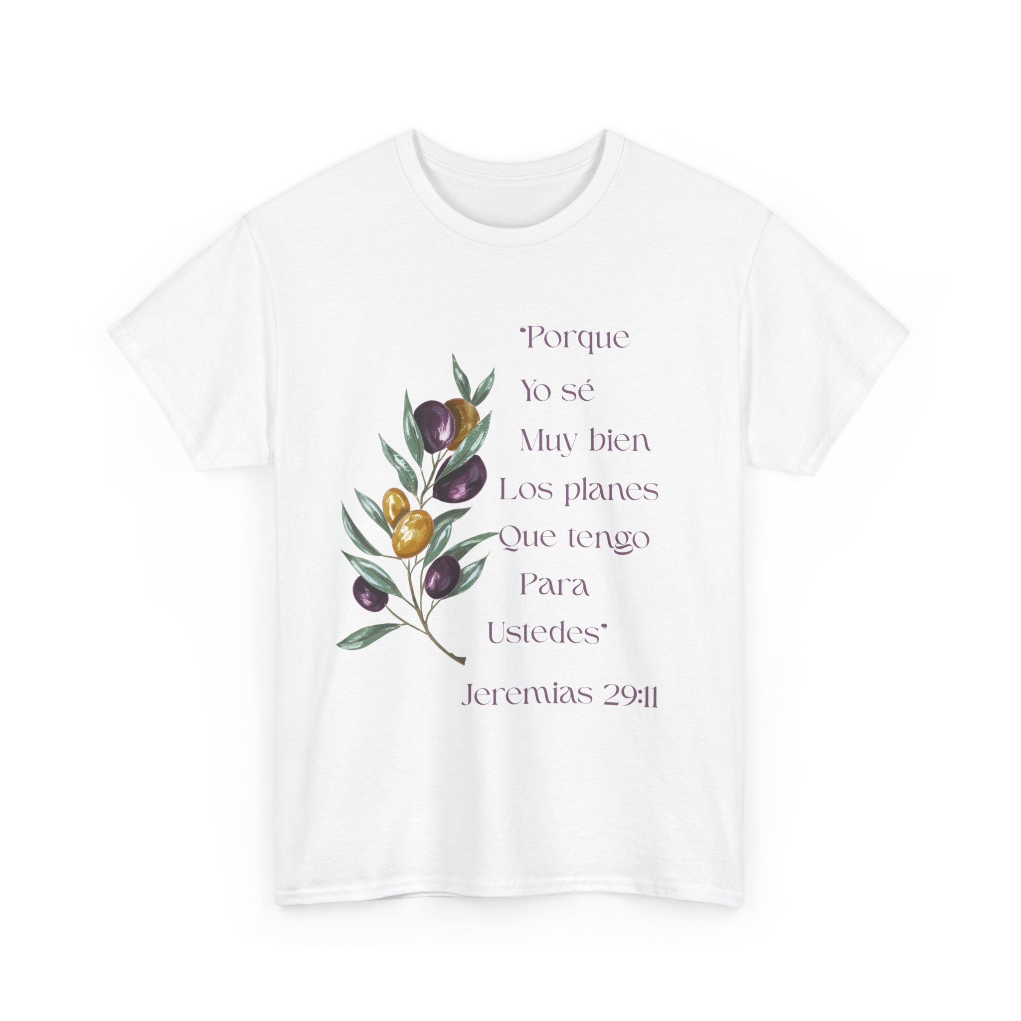 Olive Branch Scripture Tee — Jeremías 29:11 Spanish Floral Bible Verse T-Shirt